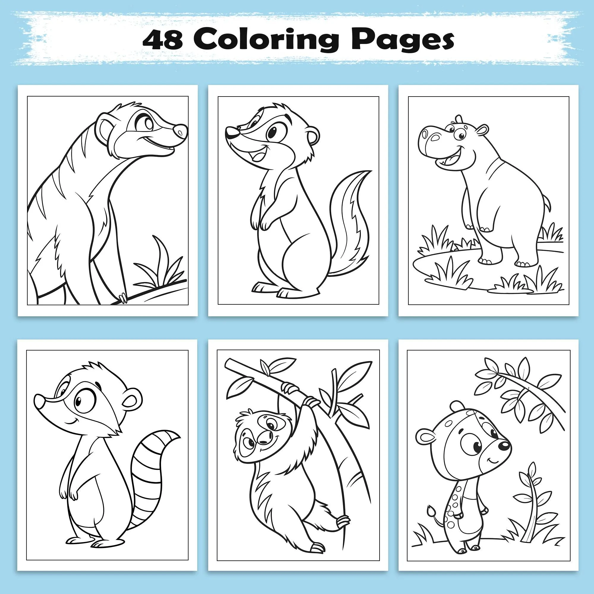 Wild Friends Coloring Pages – 48 Pages – Fun Animal Designs – For Kids - image 3