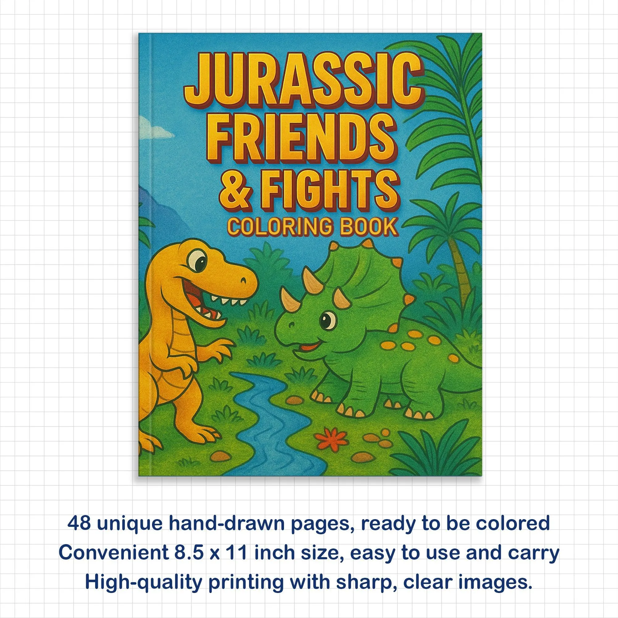 Jurassic Friends & Fights Coloring Pages for Kids – 48 Dino Adventures - image 5