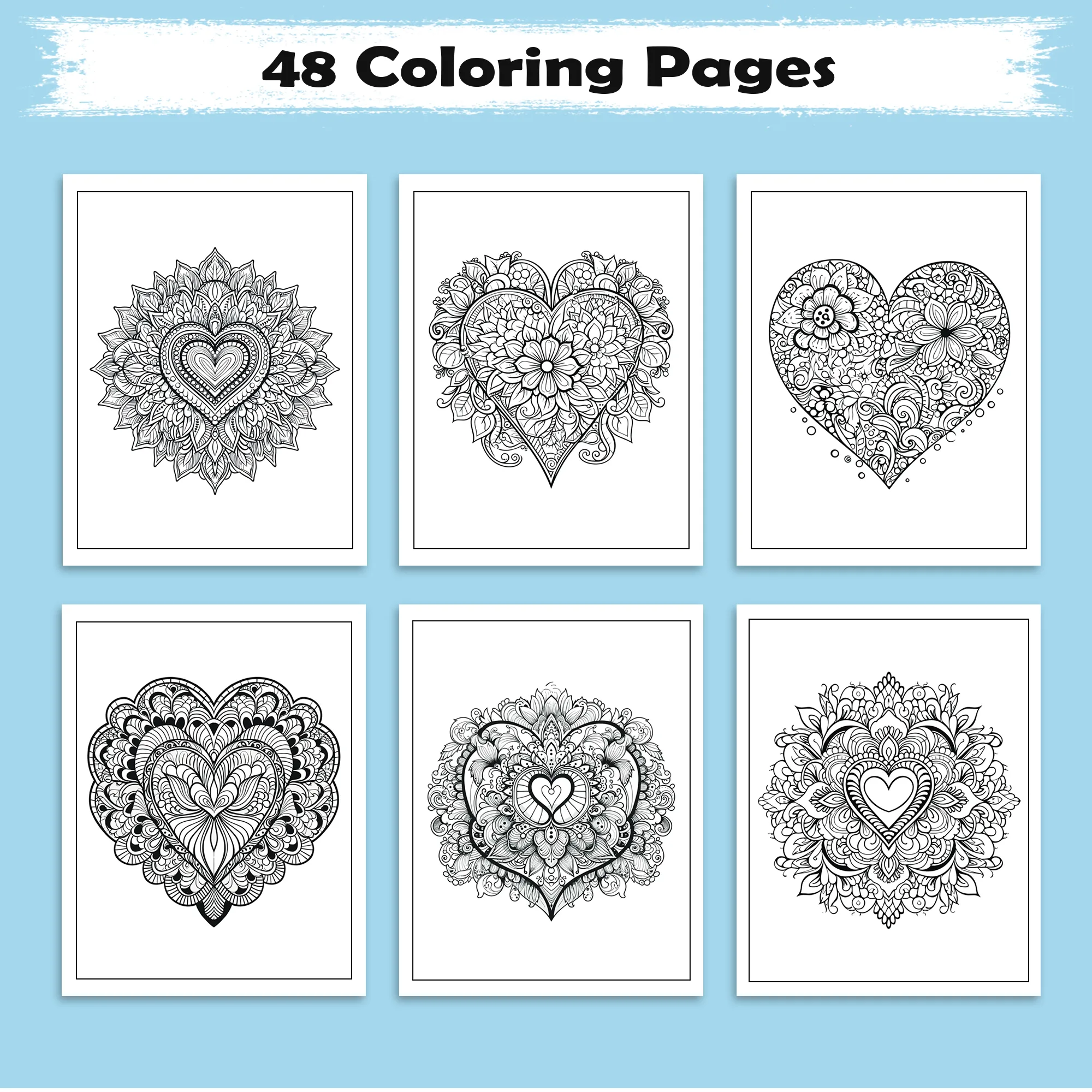 Heart Mandala Coloring Pages – 48 Intricate Love-Themed Designs for Adults - image 3