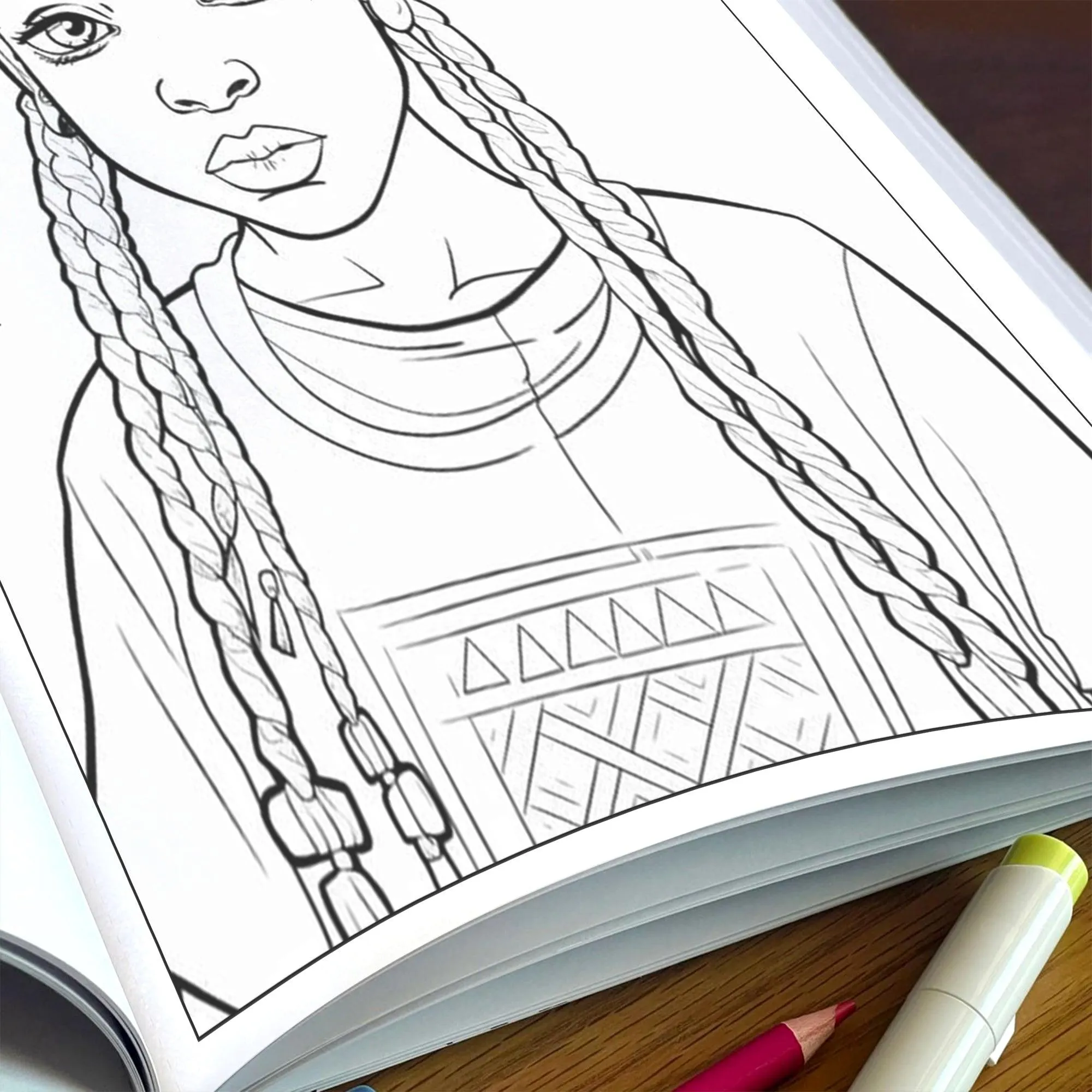 Braided Queens – Black Girls Coloring Pages – 48 Pages – Stylish, Empowering, Diverse Hairstyles – For Kids - image 5