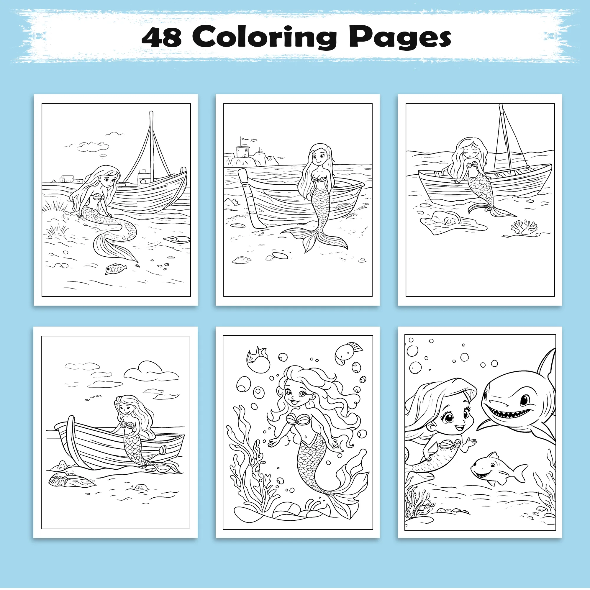 Tropical Siren Coloring Pages – 48 Magical Mermaid Moments for Kids - image 3