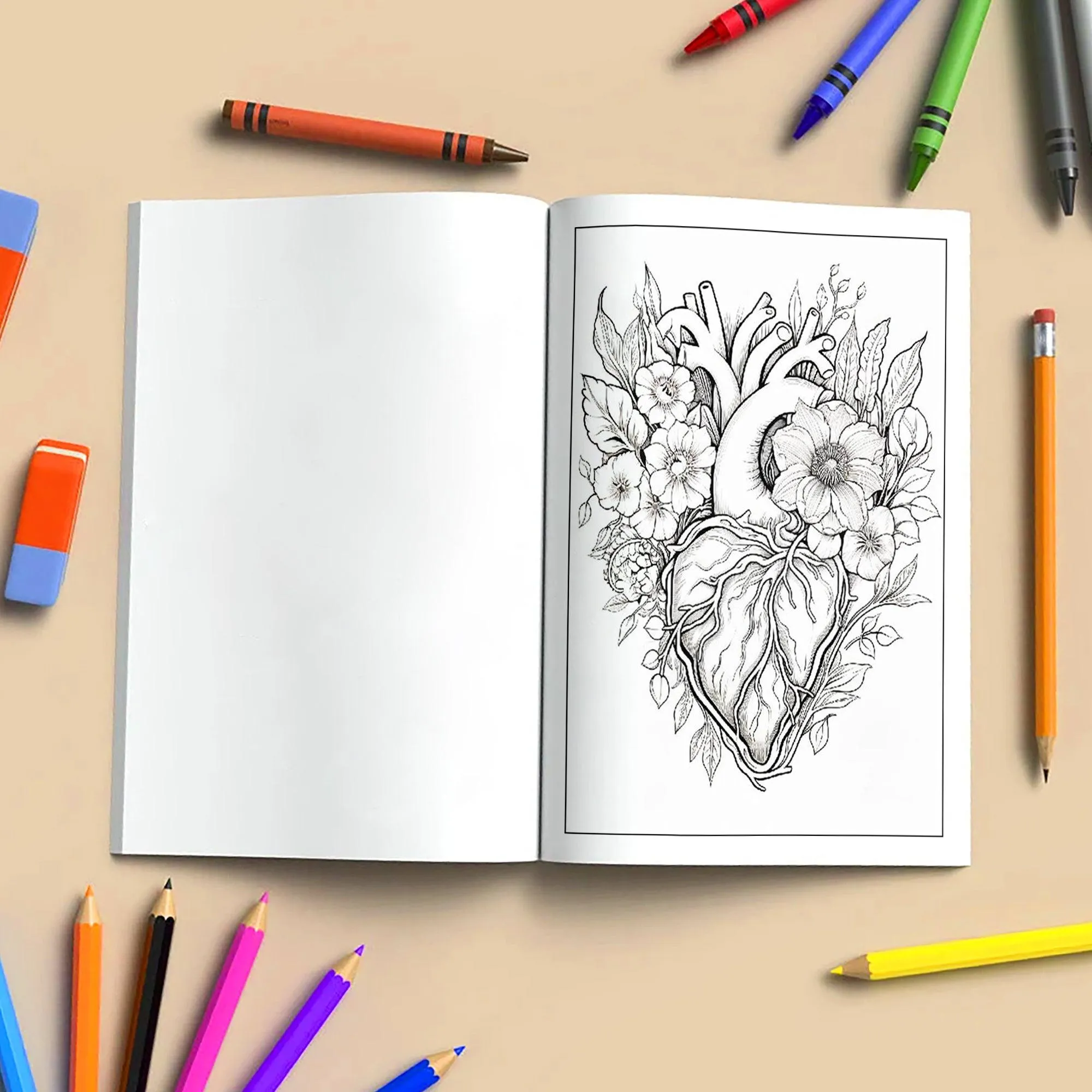 Botanical Heart Coloring Pages – 48 Pages – Beautiful Flowers, Vines, Nature – For Adults - image 4