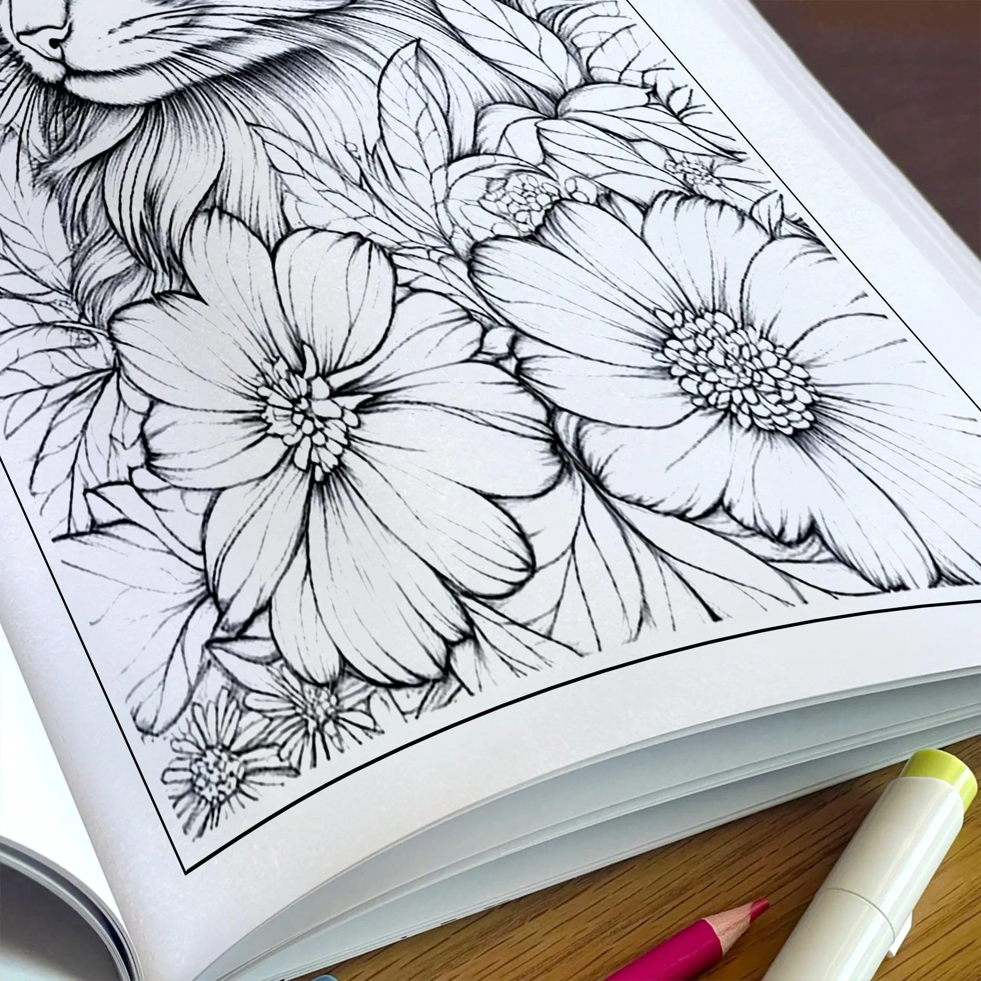 Floral Whiskers Coloring Pages – 48 Whimsical Cat and Flower Scenes for Adults - image 5