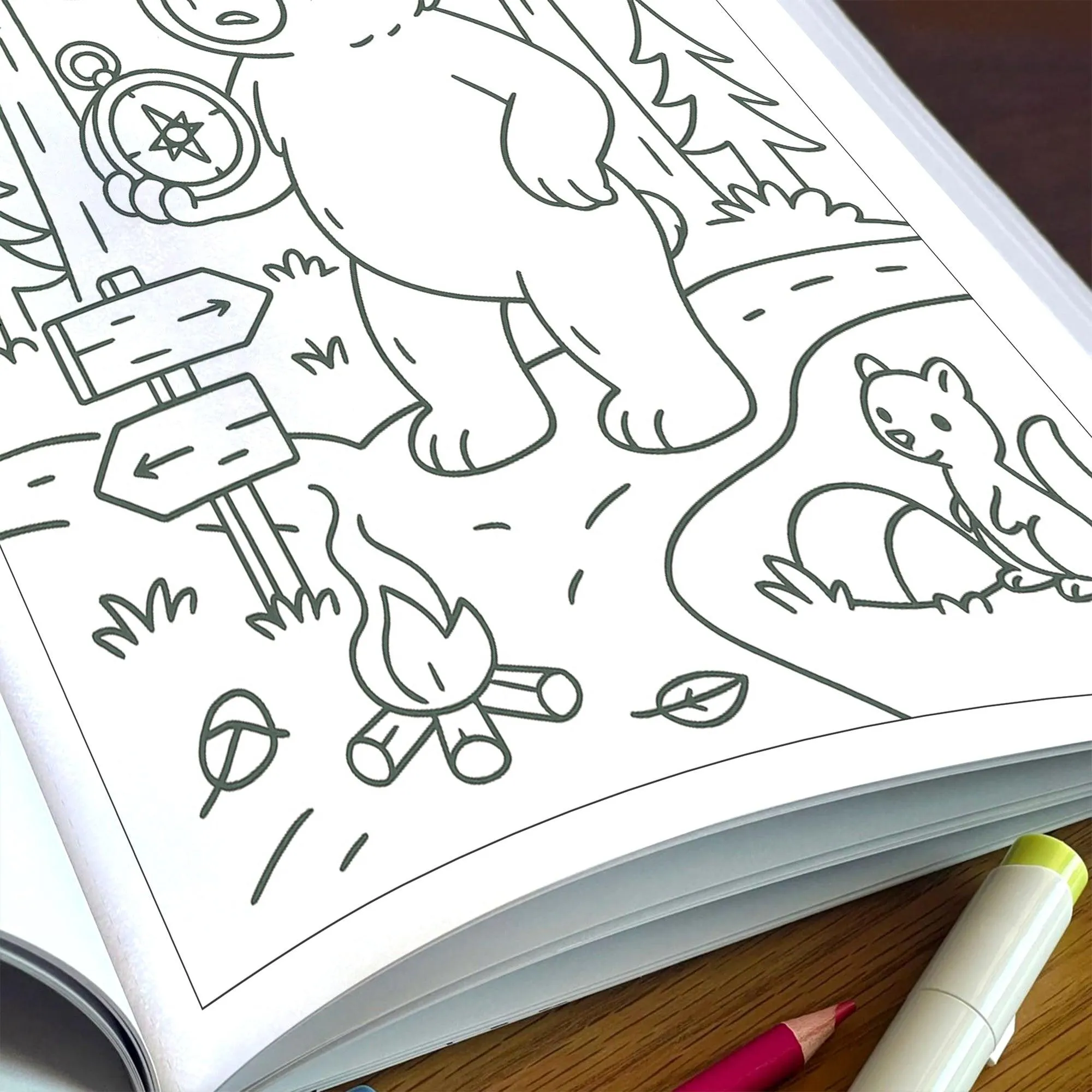 Brown Bear Adventures – Animal Coloring Pages – 48 Pages – Cute, Forest, Wholesome Moments – For Kids - image 6