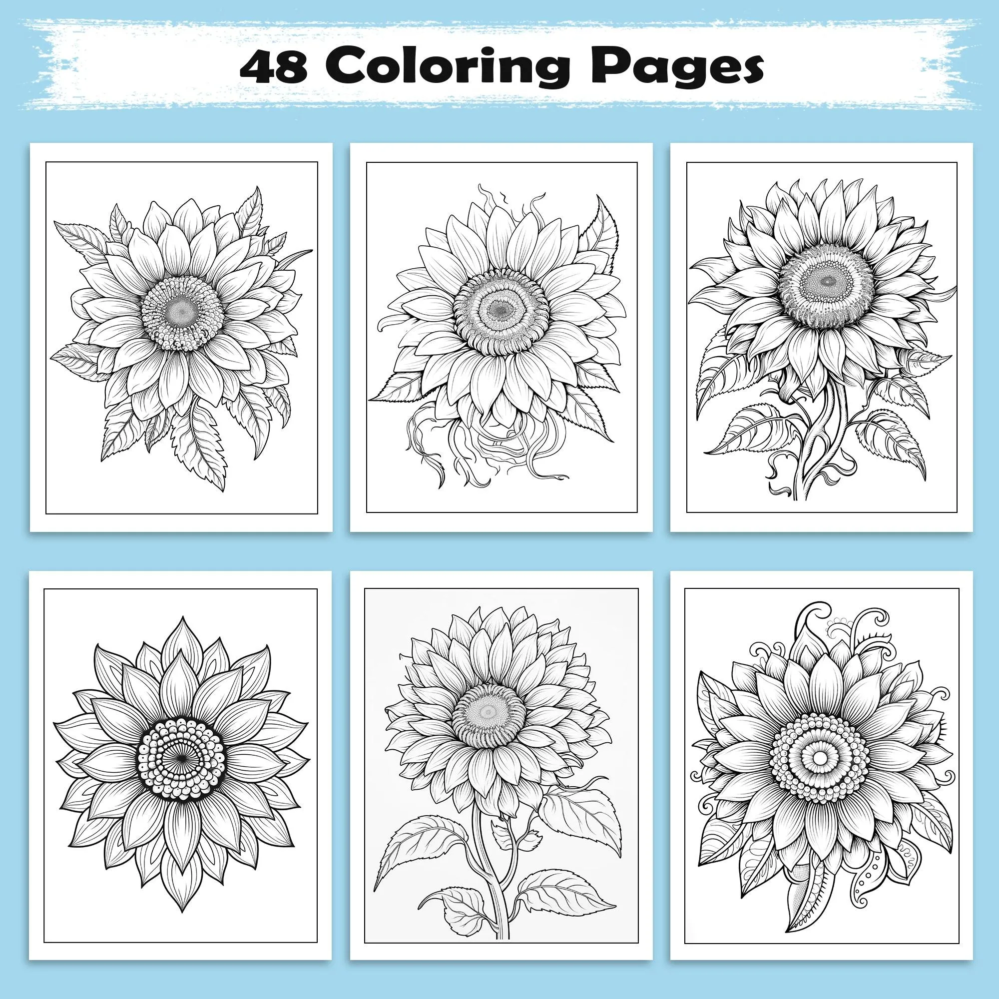 Sunflower Mandala Bliss Coloring Pages – 48 Floral Designs for Adults - image 2