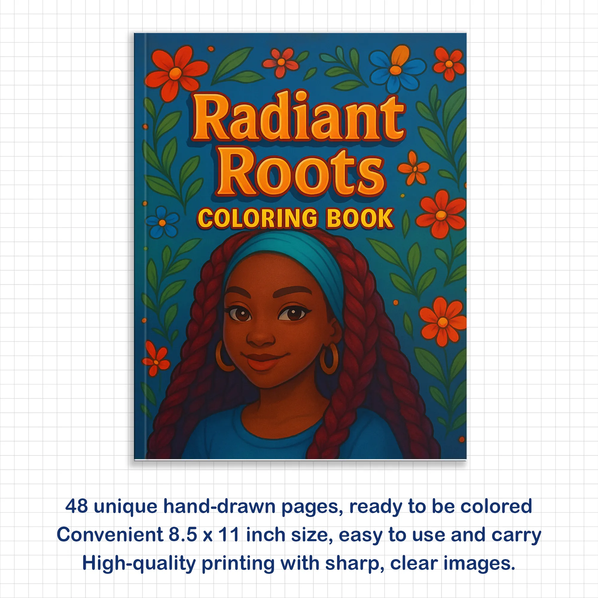 Radiant Roots – Black Girl Coloring Pages – 48 Pages – Braids, Curls, Crowns – For Kids - image 2