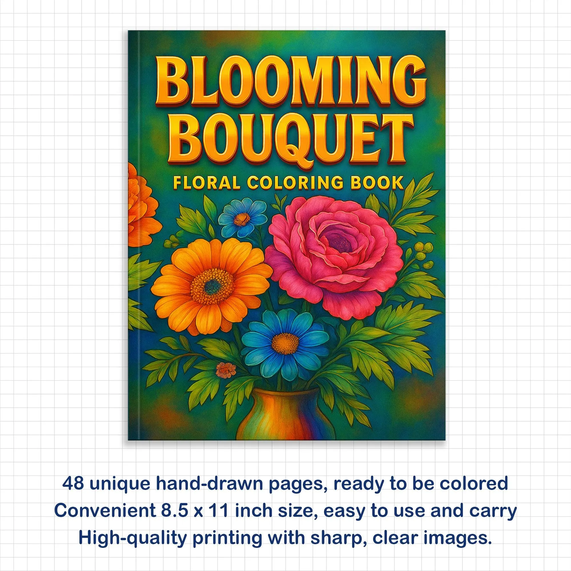 Blooming Bouquet Floral Coloring Pages – 48 Pages – Beautiful Flower Arrangements – For Adults - image 2