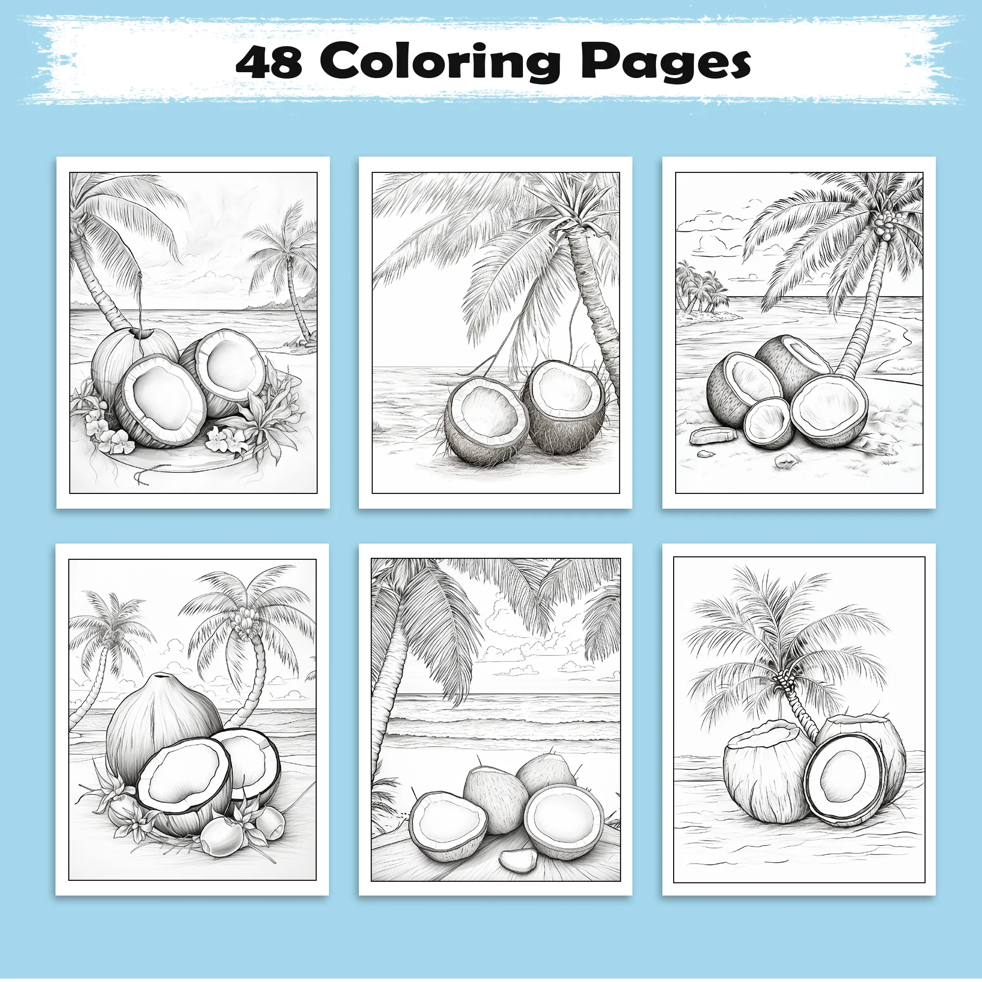 Coconut Dreams Hawaii Coloring Pages – 48 Tropical Beach Scenes for Adults - image 3