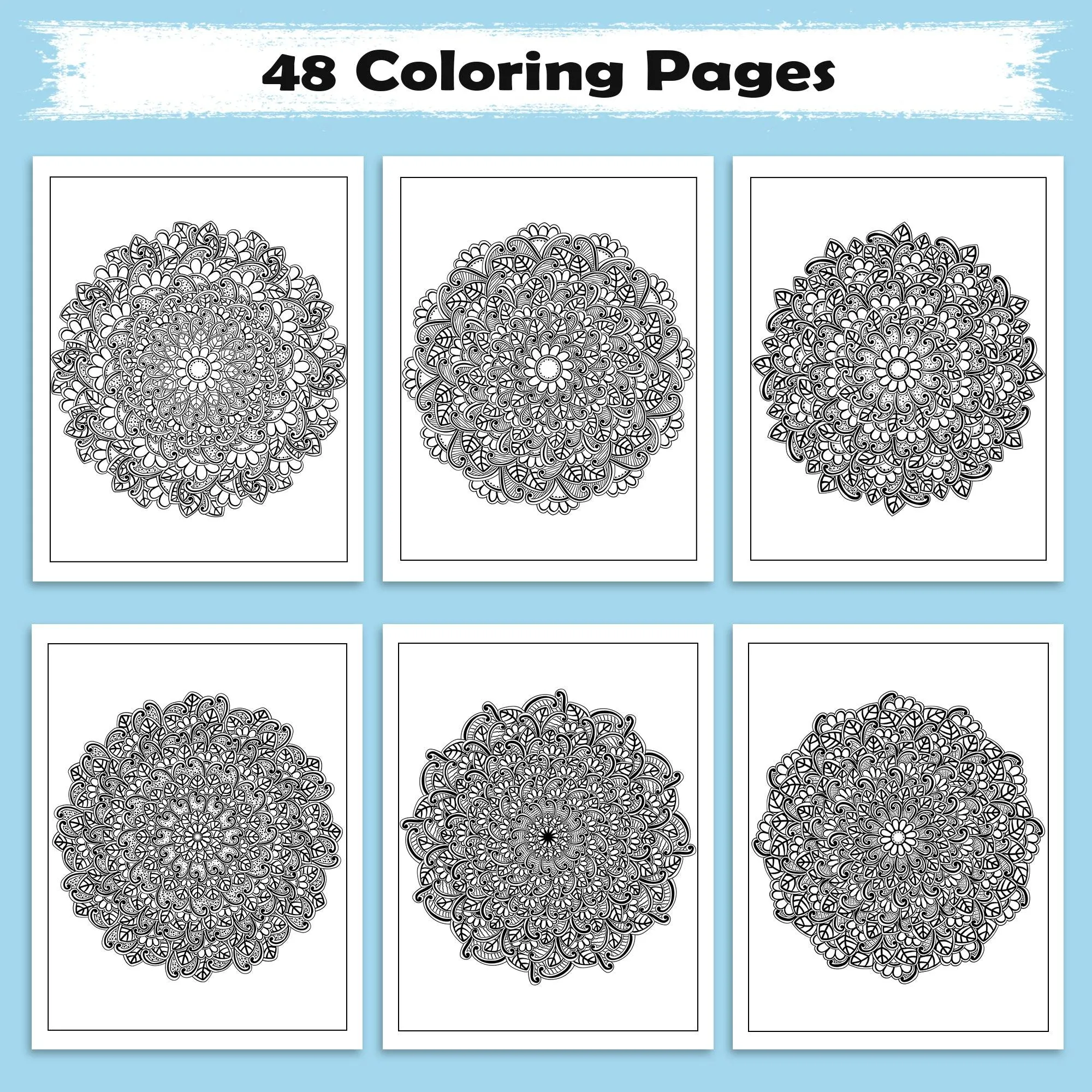 Ornate Harmony Mandala Coloring Pages – 48 Relaxing Designs for Adults - image 2