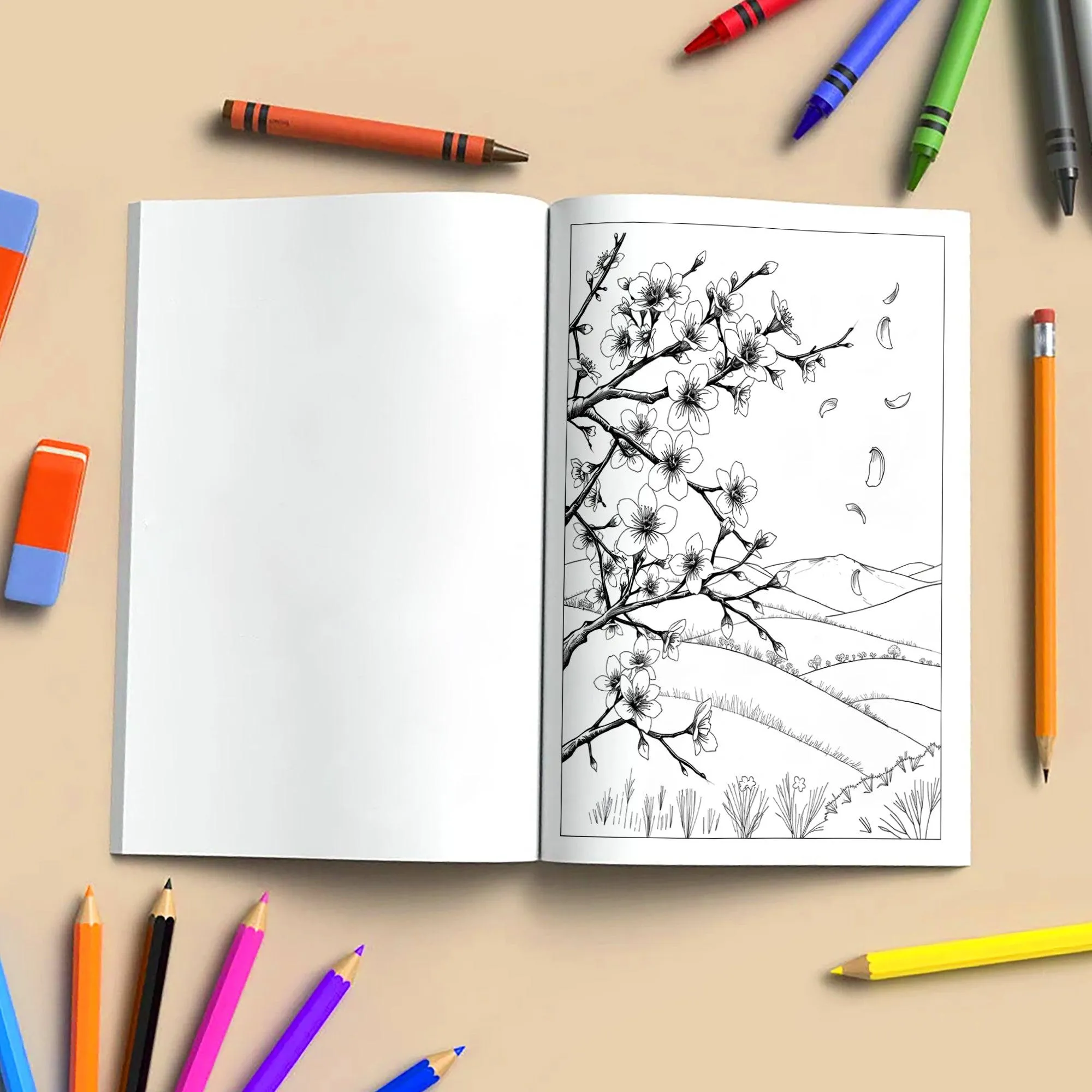 Seasons in Bloom – Flower Coloring Pages – 48 Pages – Cherry Blossoms, Lavender, Mums & Poinsettias – For Adults - image 4