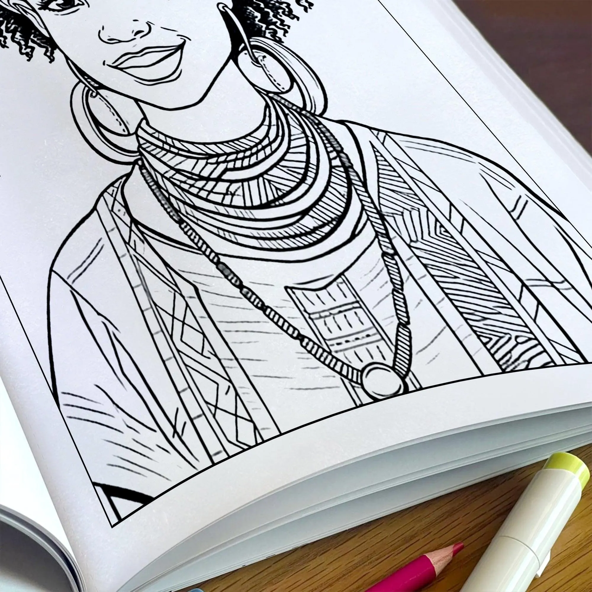 Black Beauty Blooms Coloring Pages – 48 Elegant Portraits of Black Girls for Adults - image 5