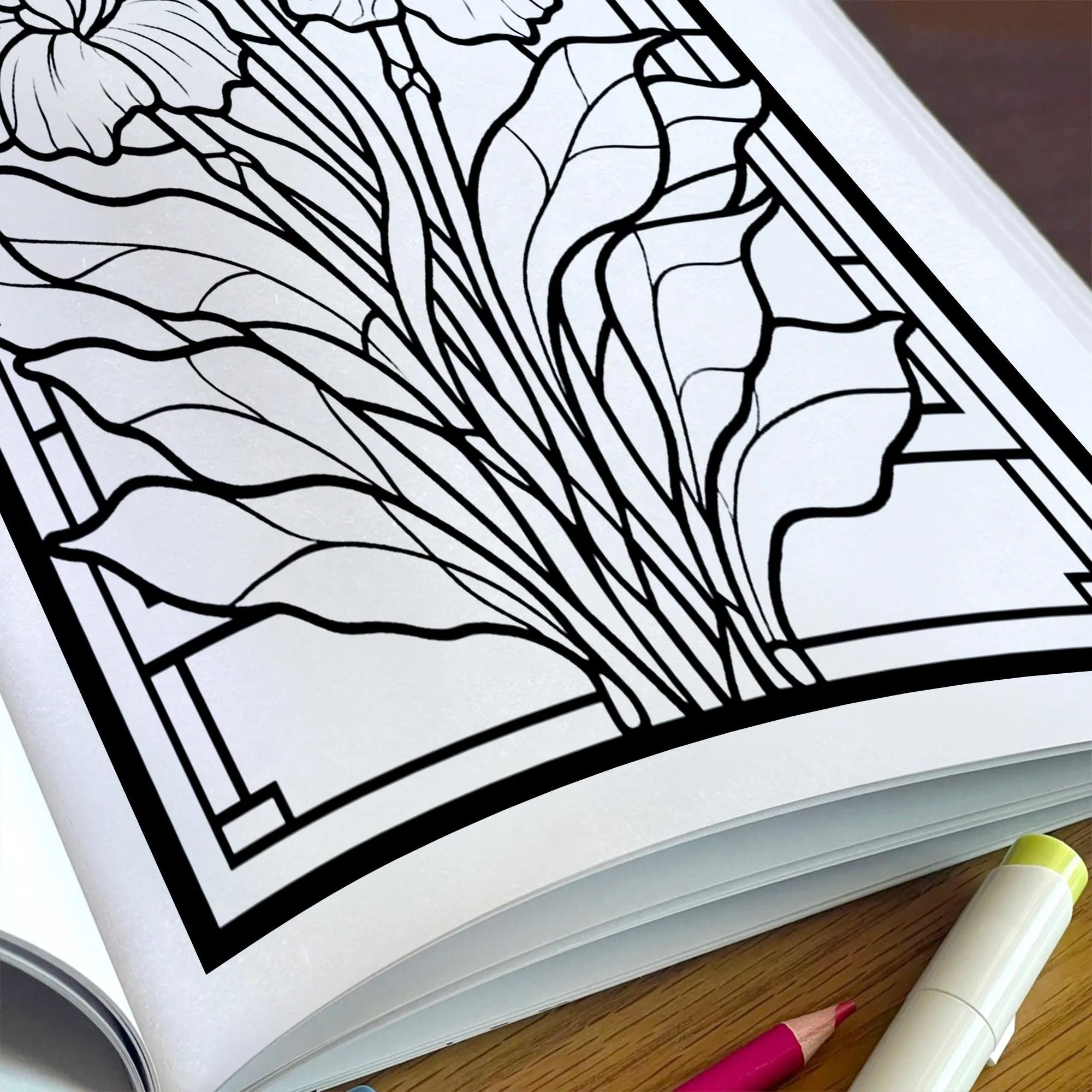 Stained Glass Flower Garden Coloring Pages – 60 Intricate Floral Designs for Adults - image 5