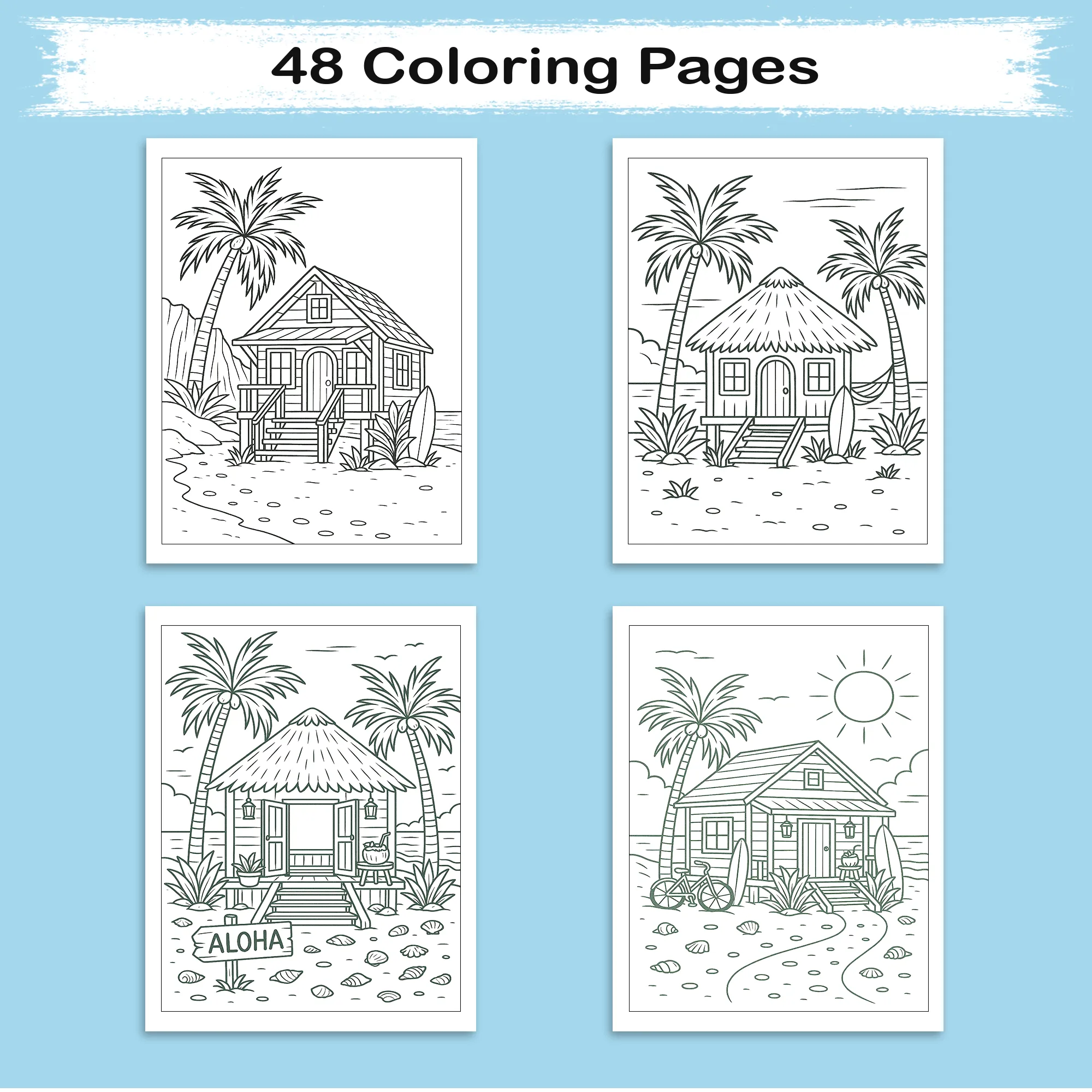 Cozy Island Life Coloring Pages – 48 Pages – Chill, Peaceful, Tropical Moments – For Adults - image 5