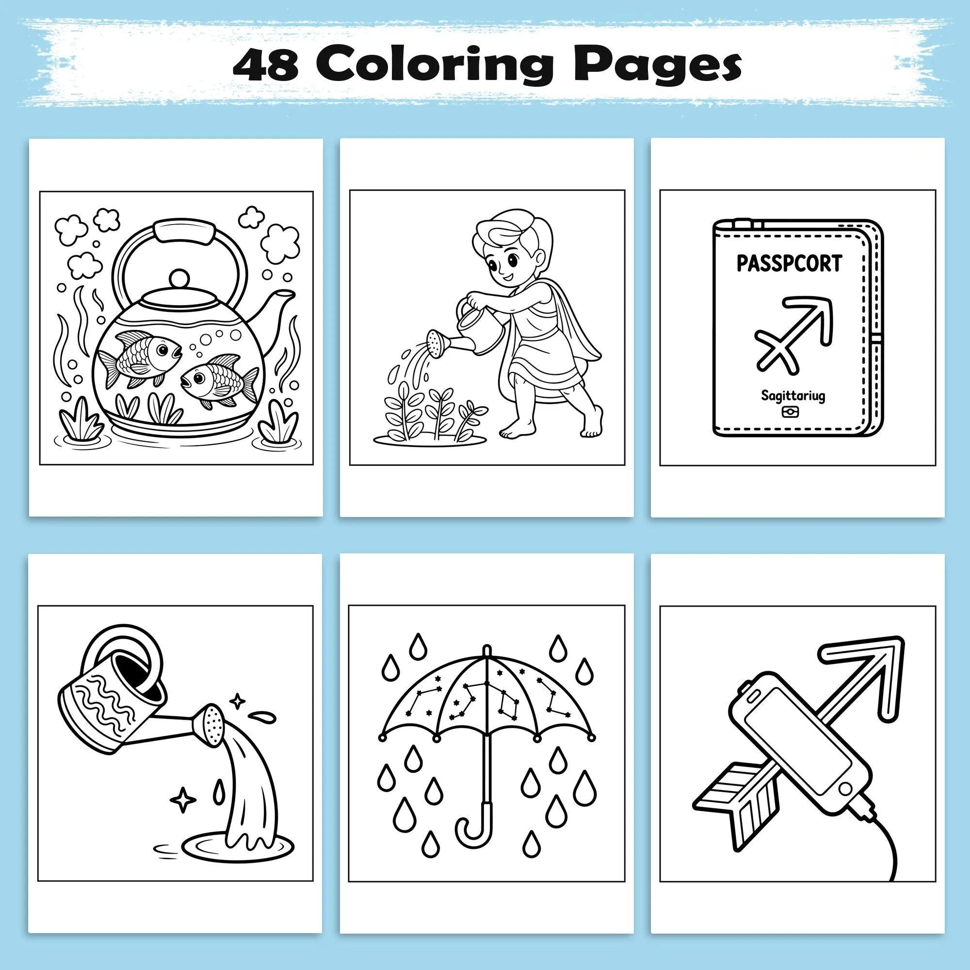 Celestial Kids of the Zodiac Coloring Pages – 48 Pages – Whimsical Star Sign Adventures for Children - image 2
