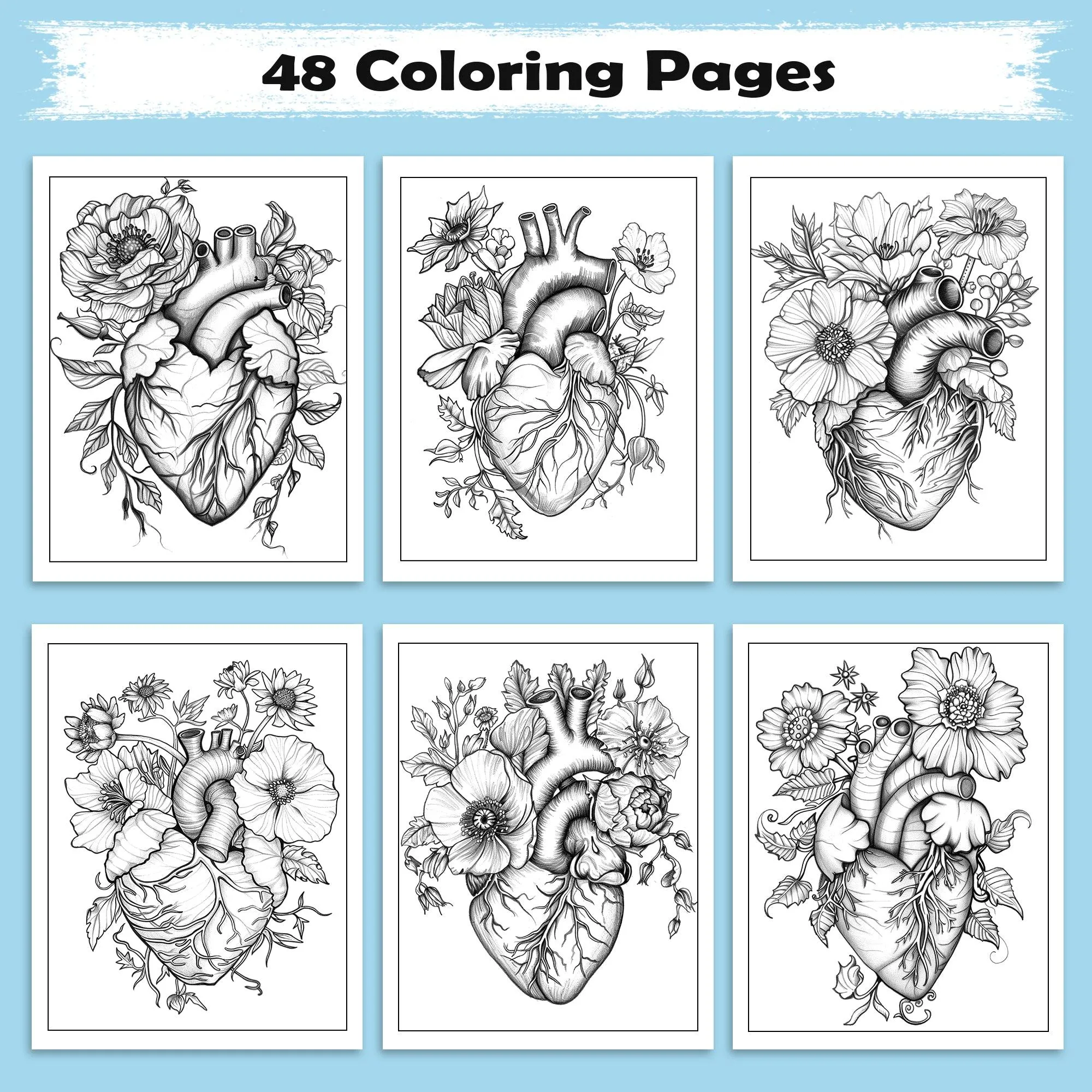 Heart & Bloom Coloring Pages – 60 Floral Anatomy Designs for Adults - image 3