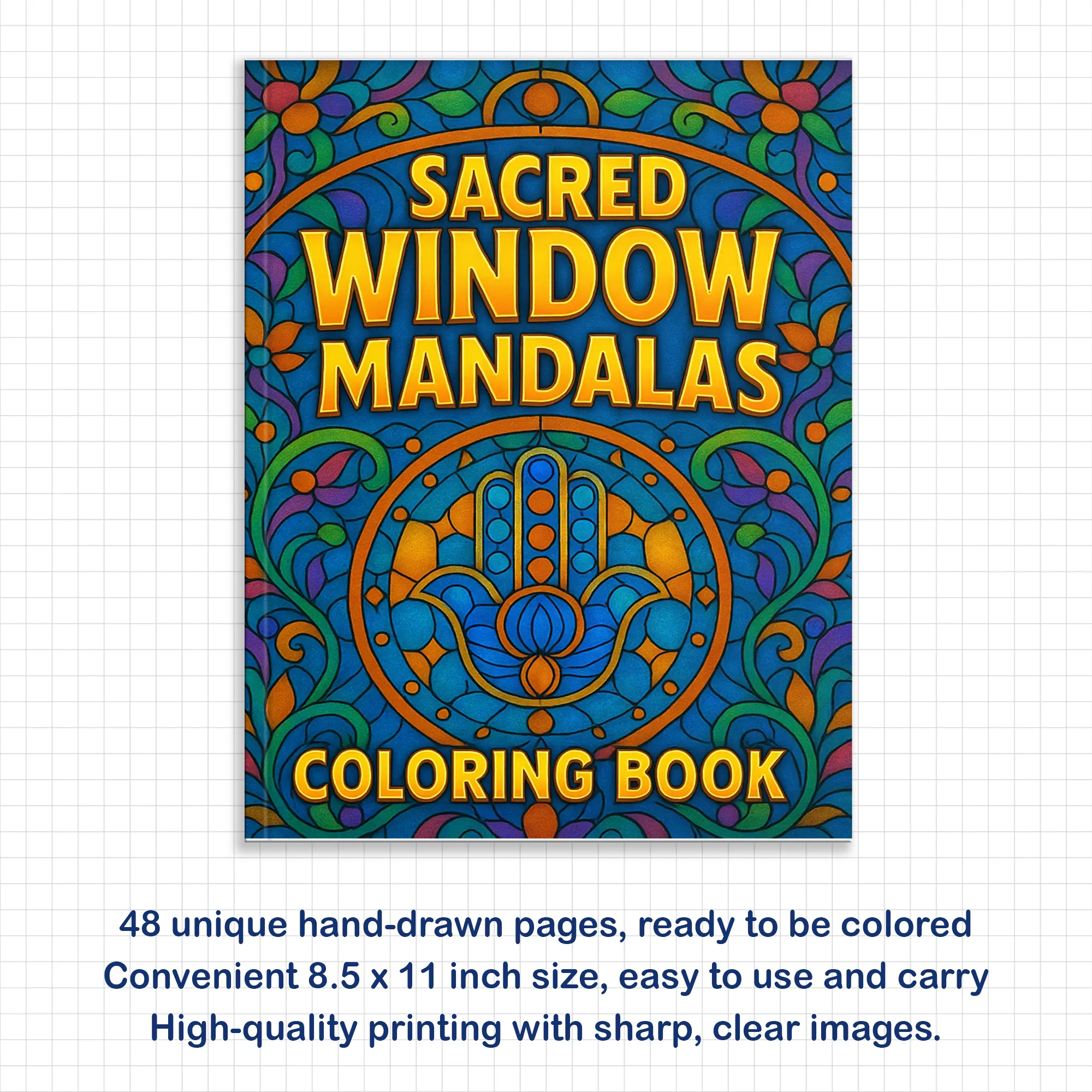 Sacred Window Mandalas – Mandala Coloring Pages – 48 Pages – Bold, Geometric, Stained Glass Style – For Adults - image 2