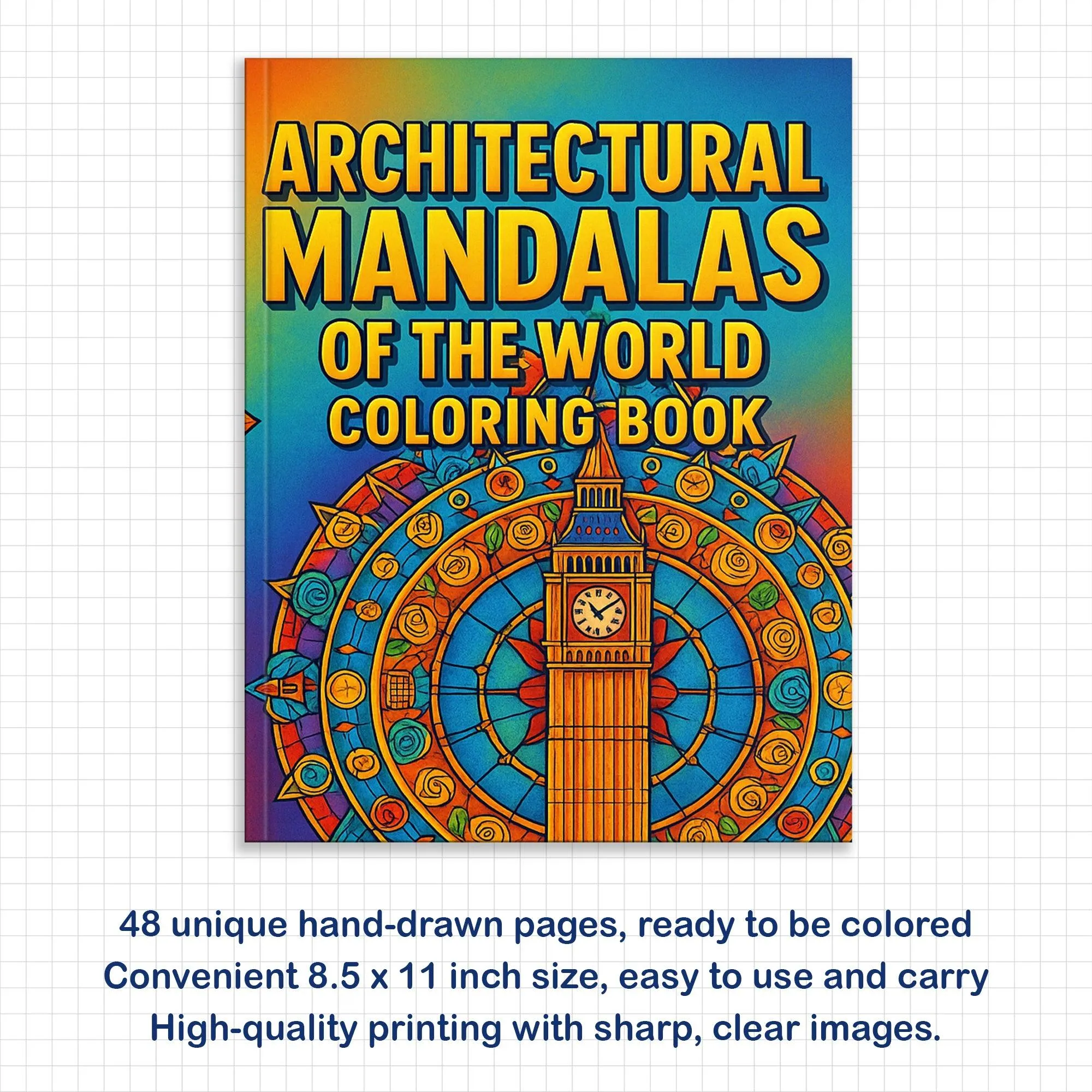 Architectural Mandalas of the World – Mandala Coloring Pages – 48 Pages – Eiffel Tower, Pyramids, Taj Mahal & More – For Adults - image 2