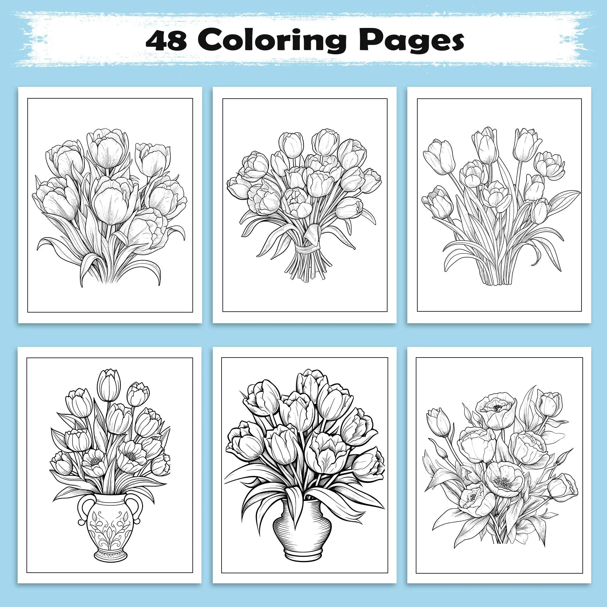 Tulip Whispers Coloring Pages – 48 Relaxing Floral Illustrations for Adults - image 2