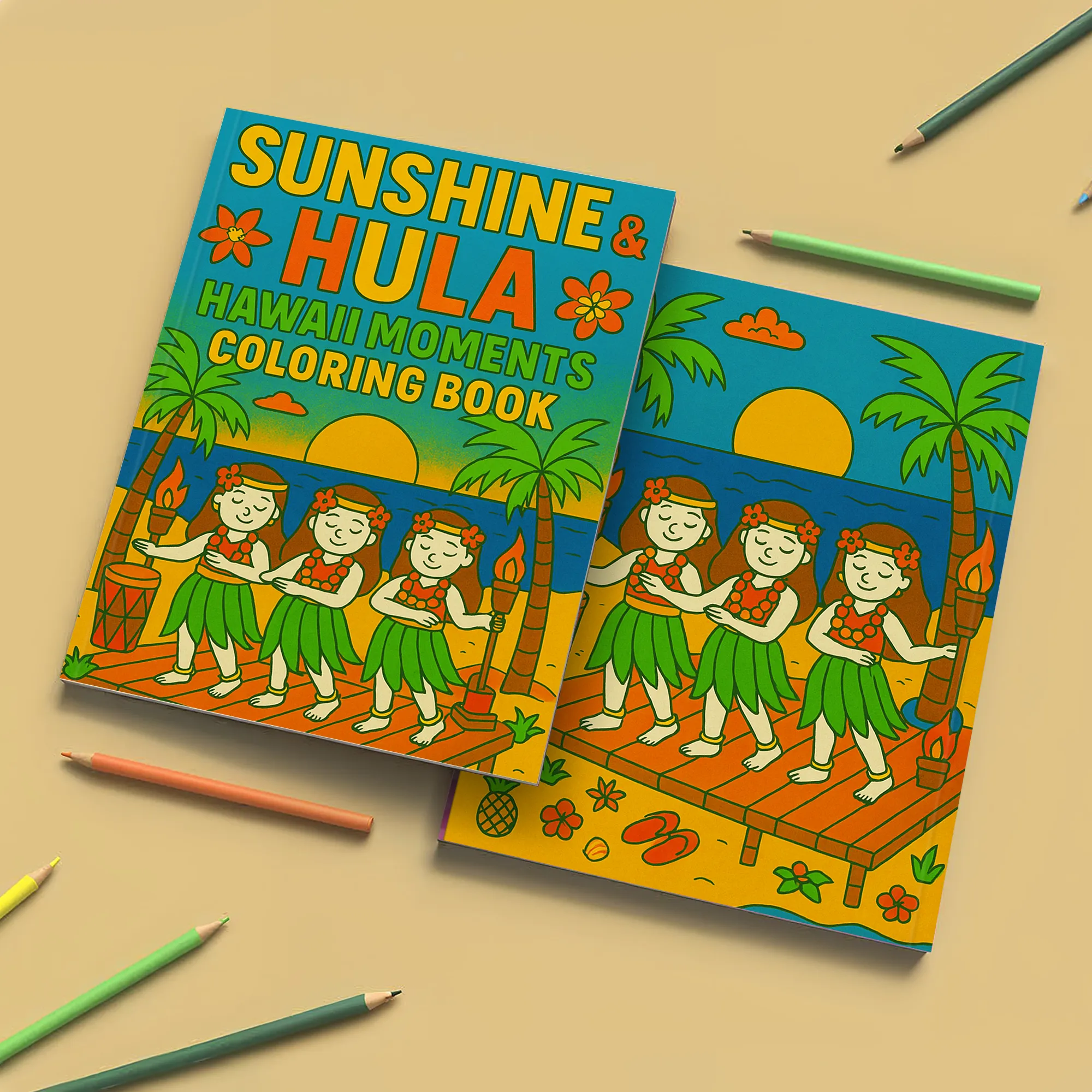 Sunshine & Hula Coloring Pages – 48 Pages – Fun, Tropical, Hawaiian Dances – For Kids - image 2