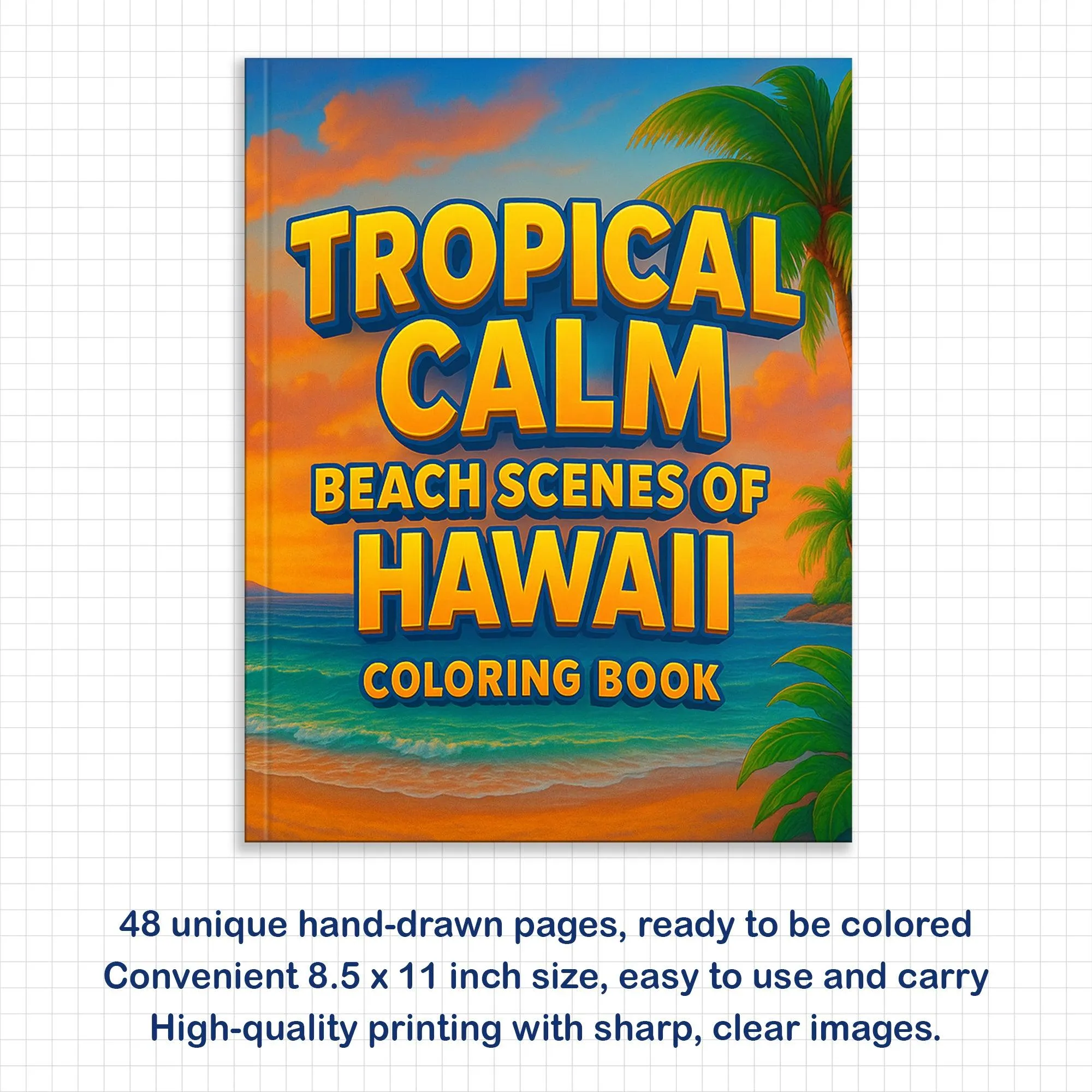 Tropical Calm Coloring Pages – 48 Peaceful Hawaii Coastline Illustrations for Adults - image 3