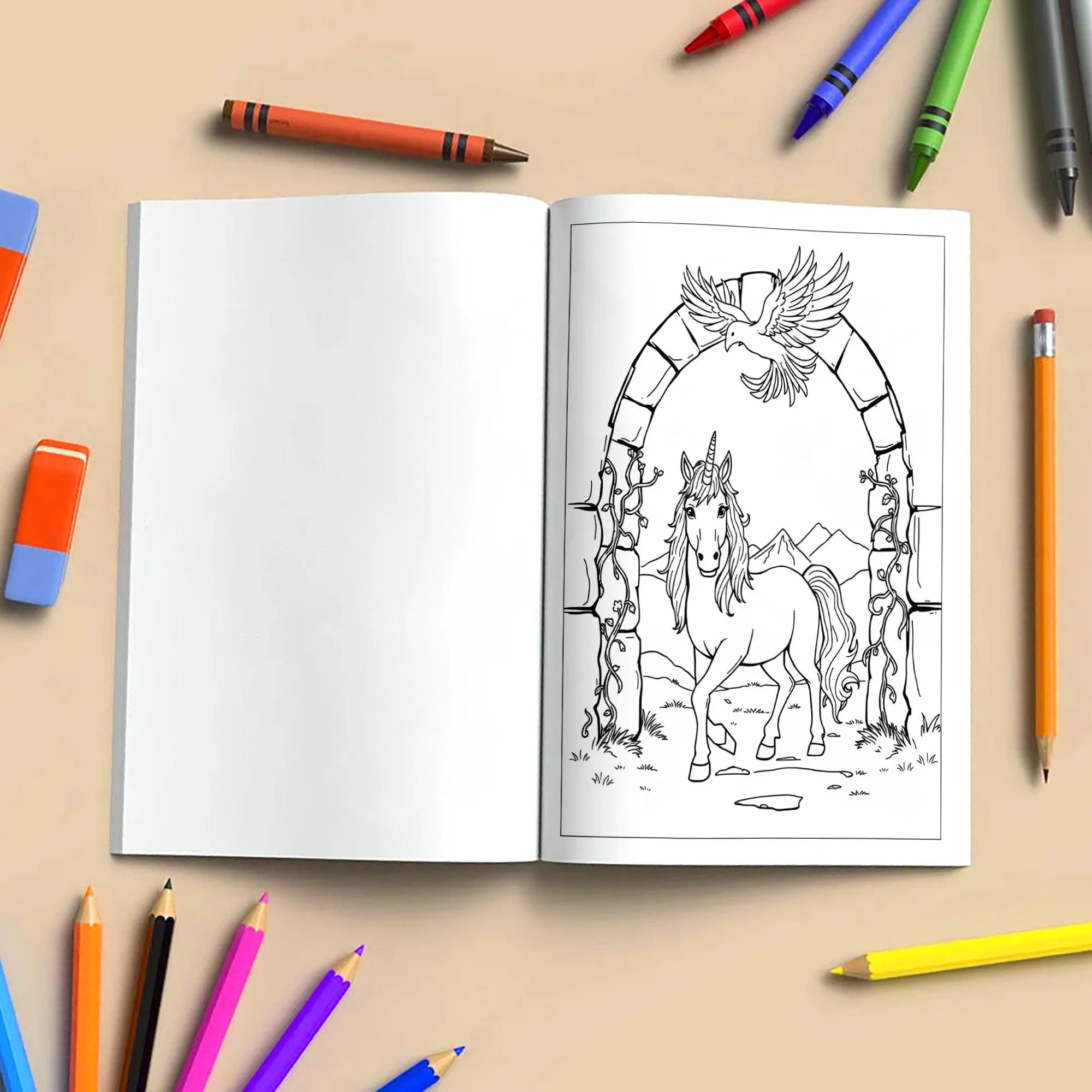 The Unicorn & Phoenix – Coloring Pages – 48 Mythical Journey Scenes – For Kids and Adults - image 5