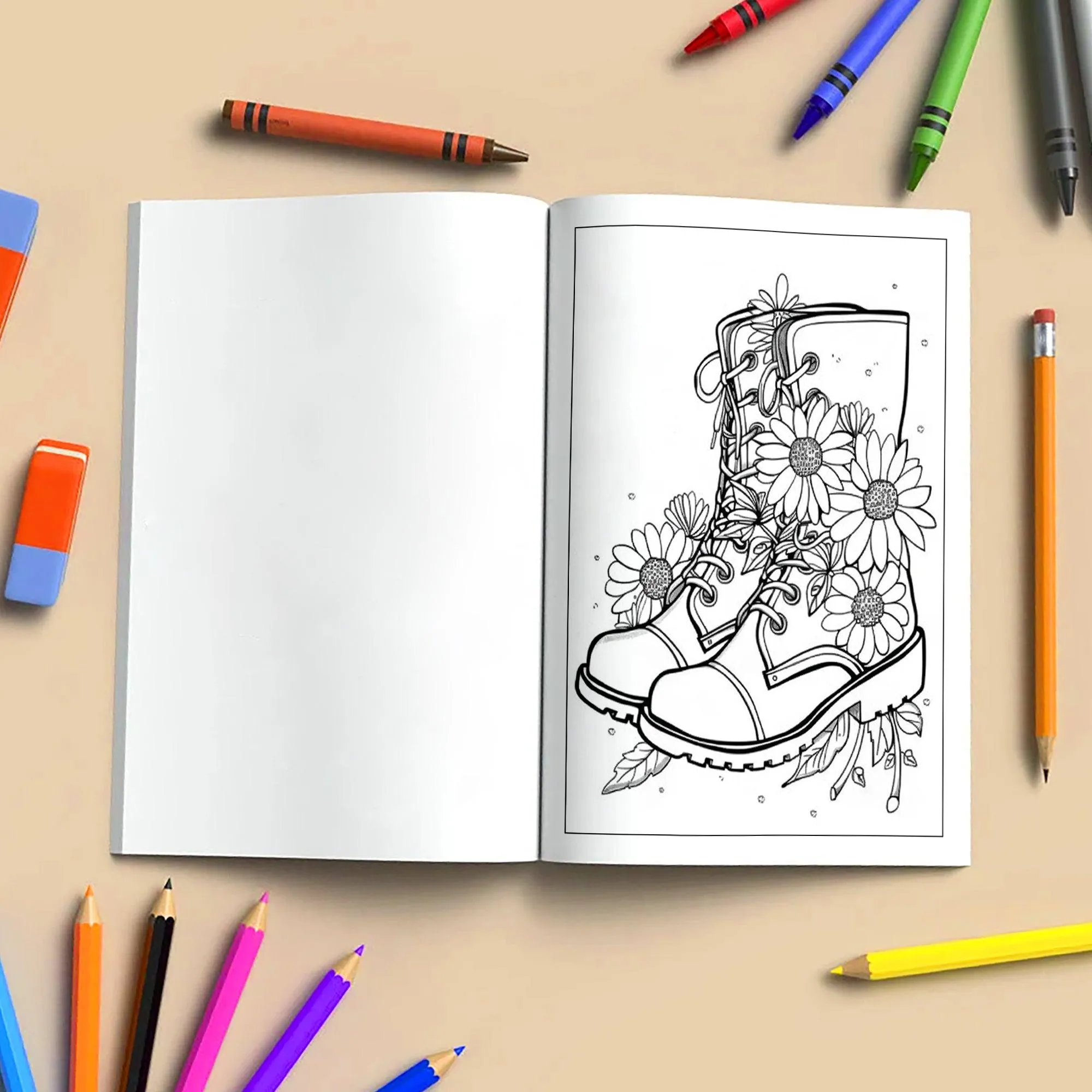 Daisy Steps Coloring Pages – 48 Charming Flower & Boot Illustrations for Adults - image 3