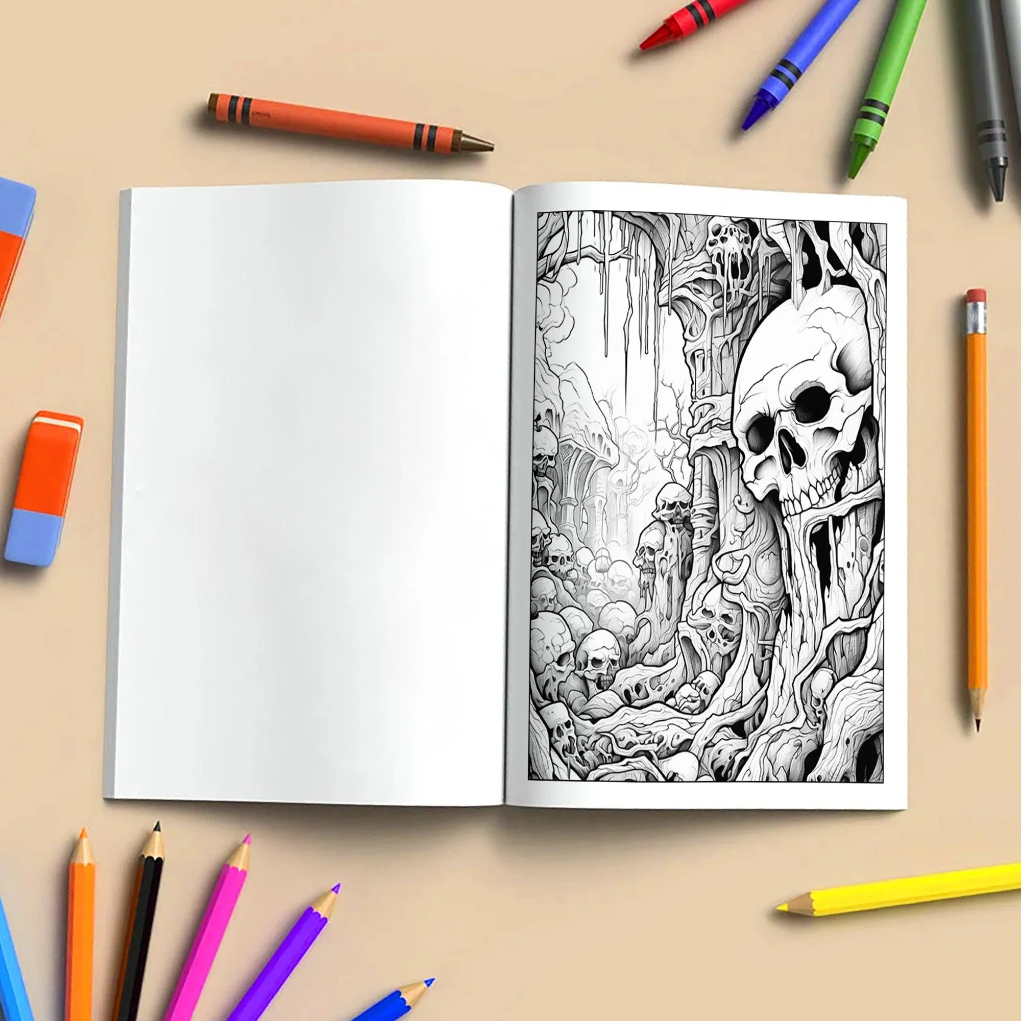 Whispers of the Dead Coloring Pages – 48 Gothic Skull Designs – For Adults - image 4