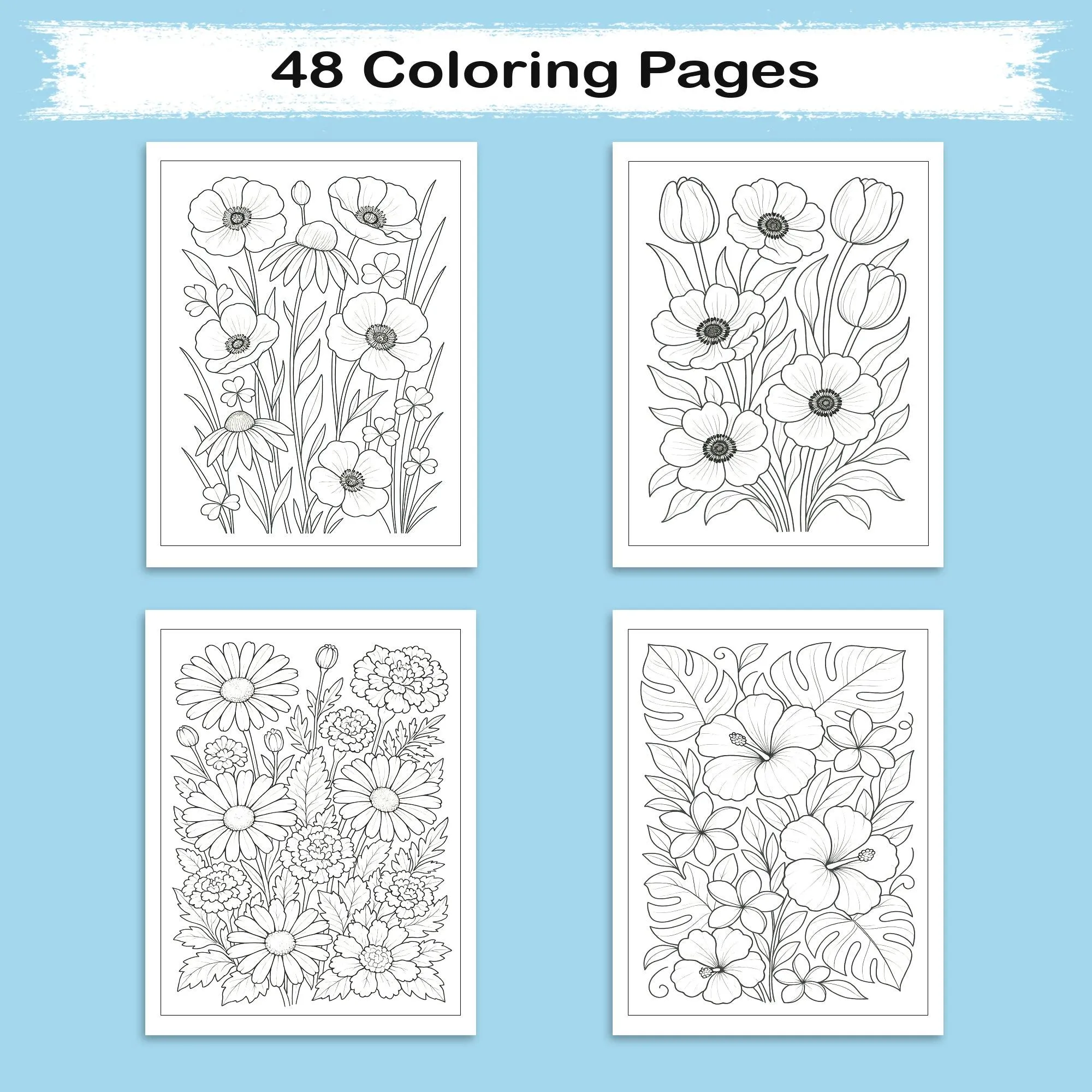 Sunshine Garden Flowers Coloring Pages – 48 Cheerful Floral Designs - image 4