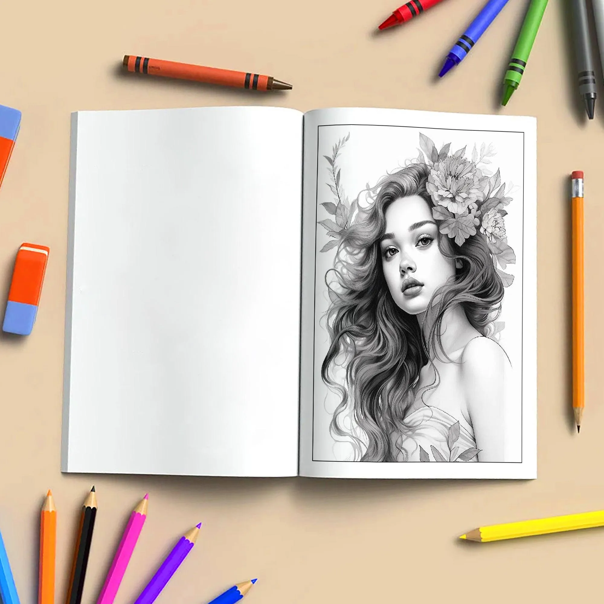 Cozy Blossom Girls Coloring Pages – 48 Relaxing Line Art Illustrations for Adults - image 4