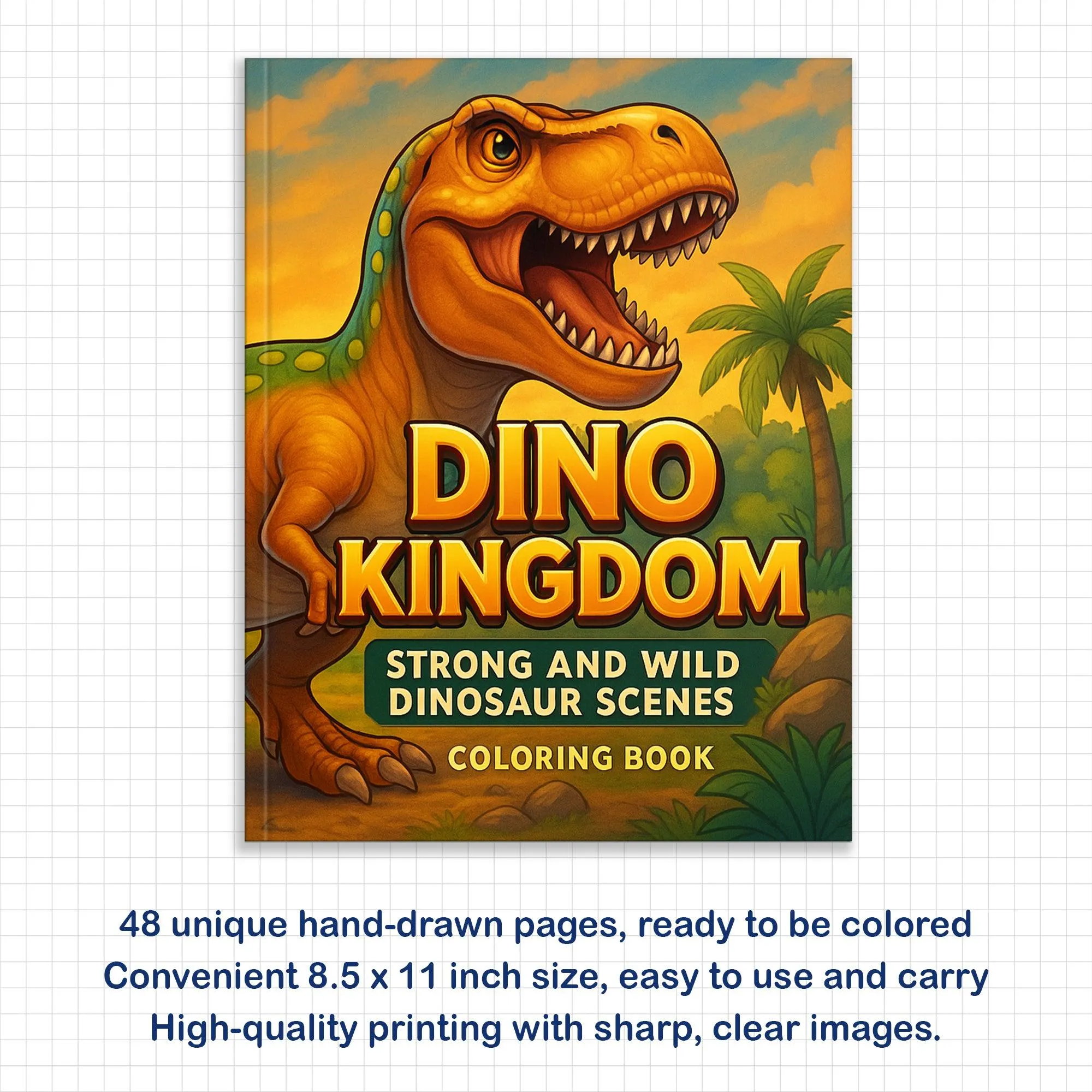 Dino Kingdom Coloring Pages – 48 Pages – Strong and Wild Dinosaur Scenes – For Kids - image 2
