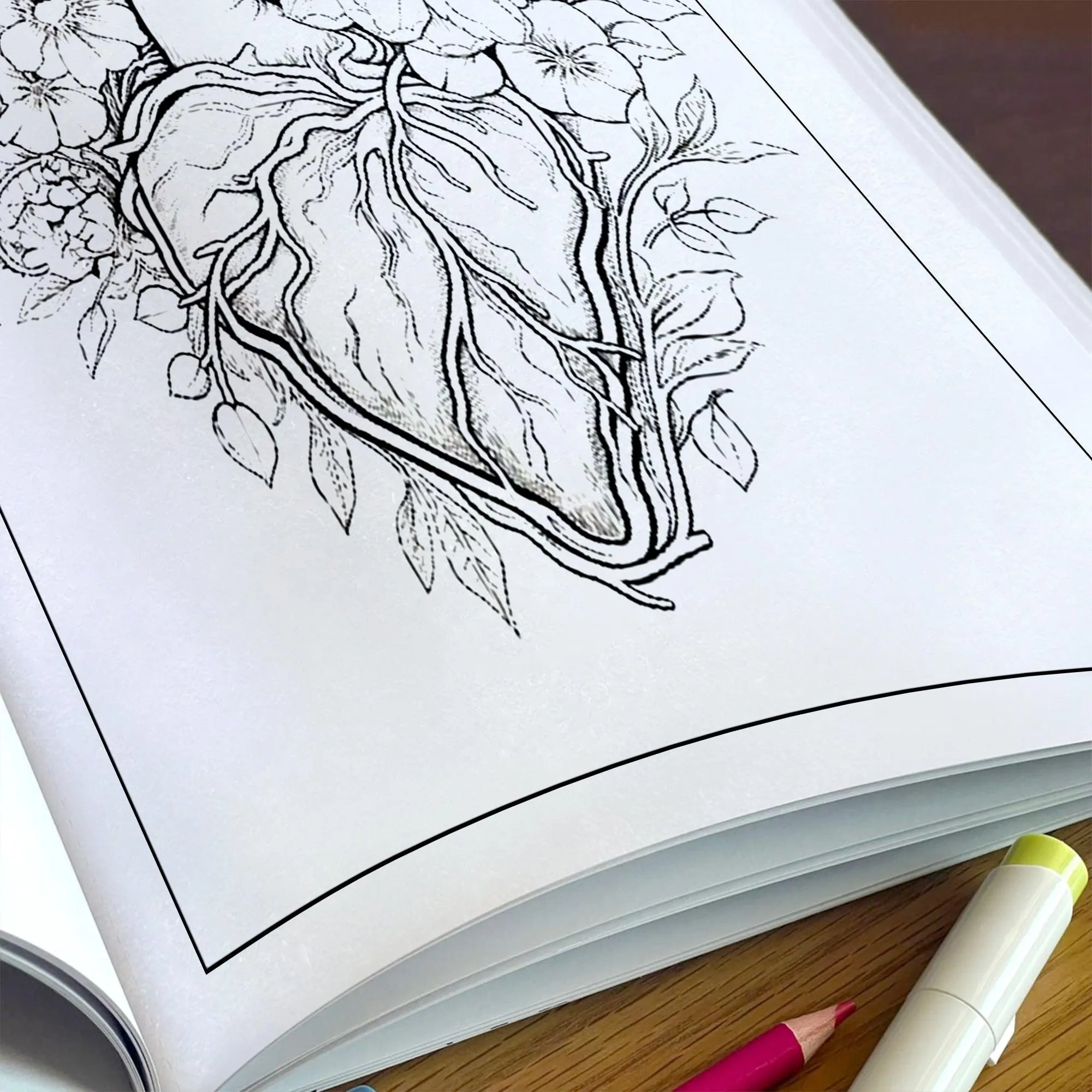 Botanical Heart Coloring Pages – 48 Pages – Beautiful Flowers, Vines, Nature – For Adults - image 5