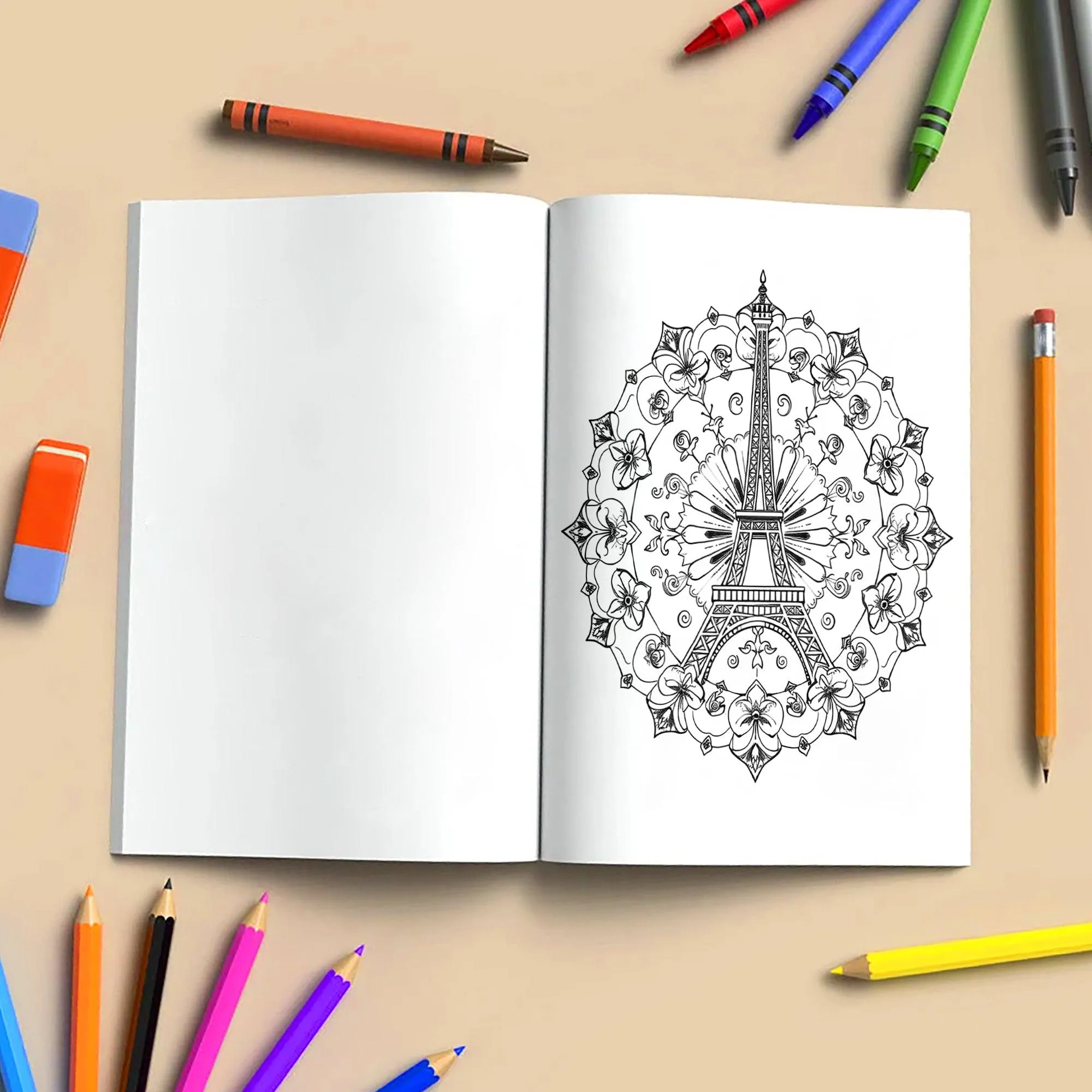 Architectural Mandalas of the World – Mandala Coloring Pages – 48 Pages – Eiffel Tower, Pyramids, Taj Mahal & More – For Adults - image 4
