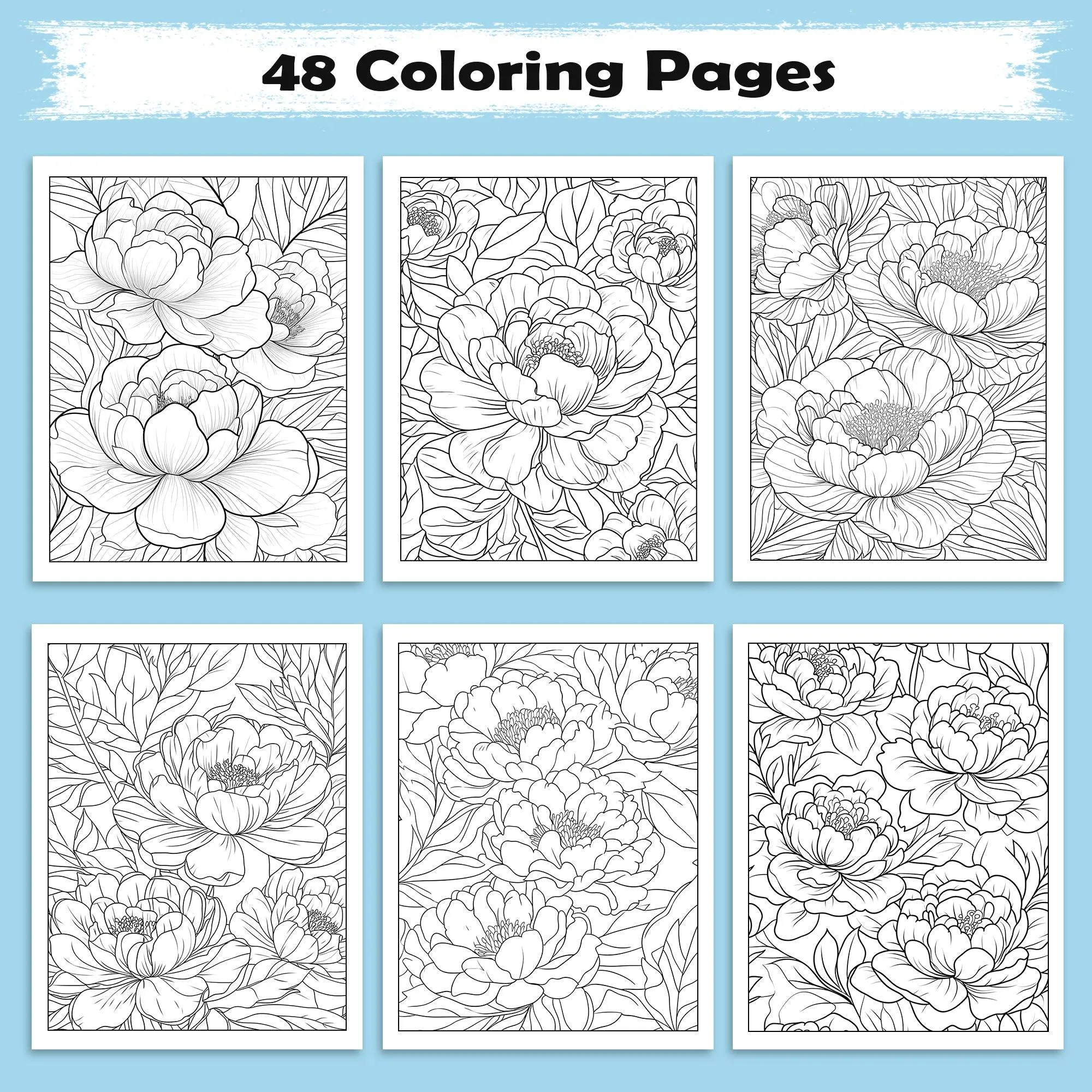 Peony Dreams Garden Coloring Pages – 48 Pages – Timeless Floral Art, Blooming Peonies, Graceful Designs – For Adults - image 3