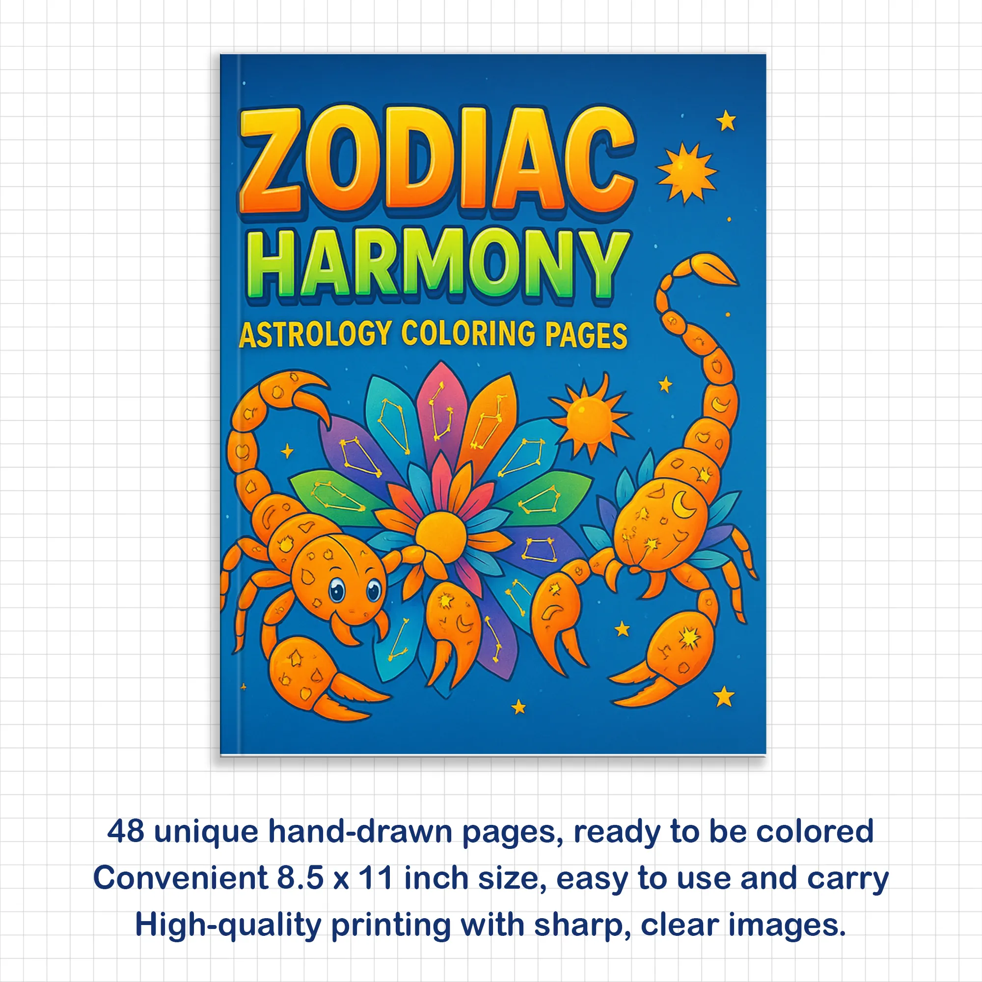 Zodiac Harmony – Astrology Coloring Pages – 48 Pages – Stars, Constellations, Mandala Designs – For Adults - image 2