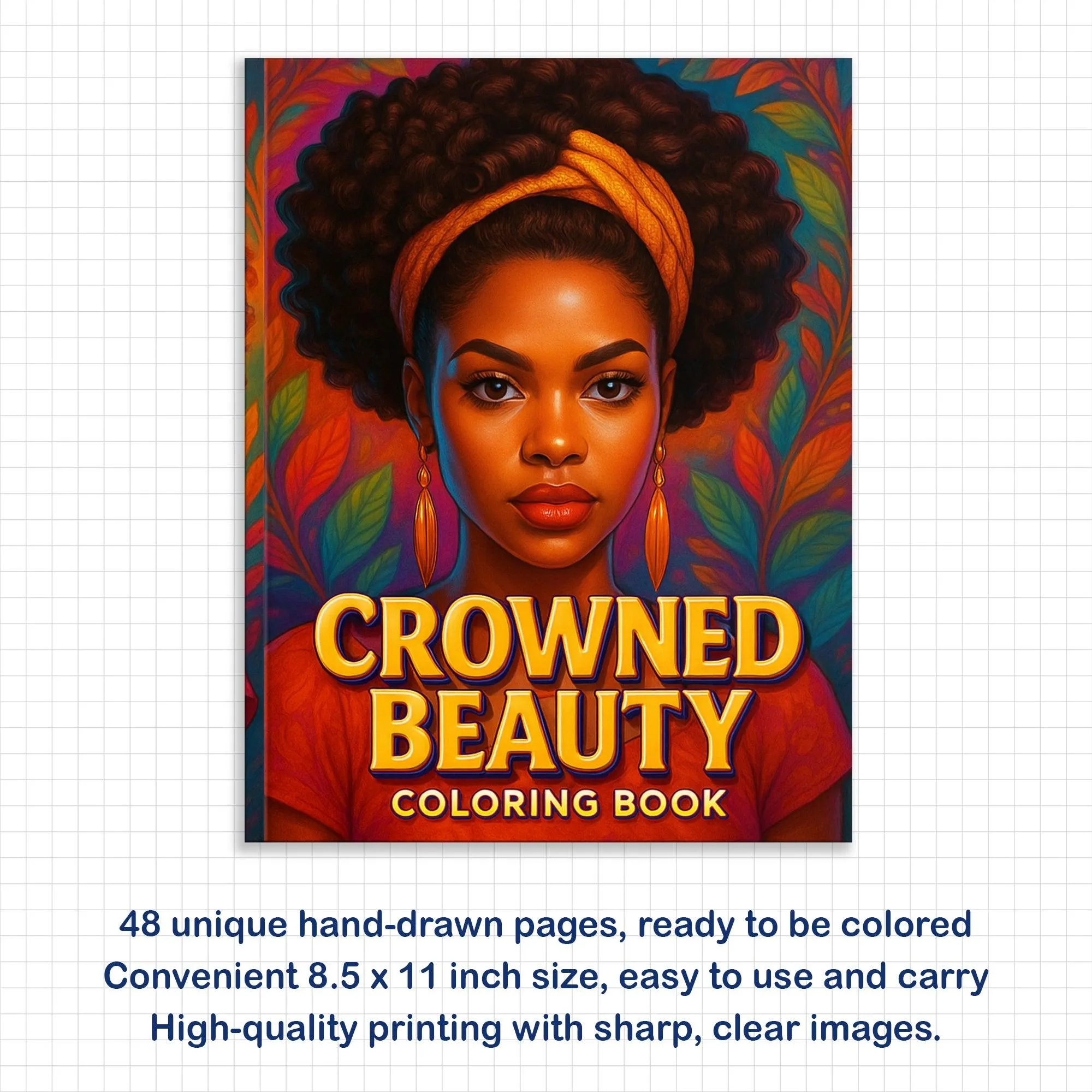 Crowned Beauty Coloring Pages – 48 Stunning Afro Woman Portraits for Adults - image 3
