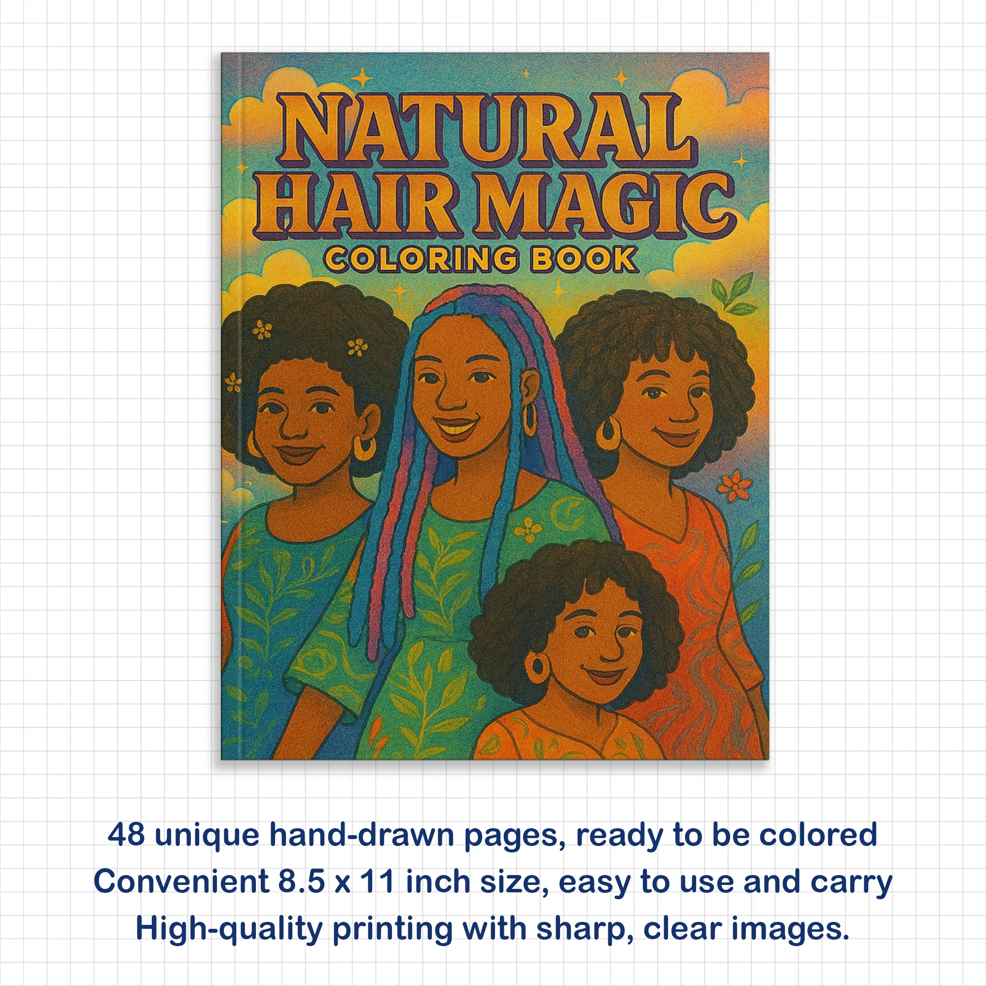 Natural Hair Magic Coloring Pages – 48 Empowering Portraits Celebrating Curls, Braids, and Black Beauty - image 4