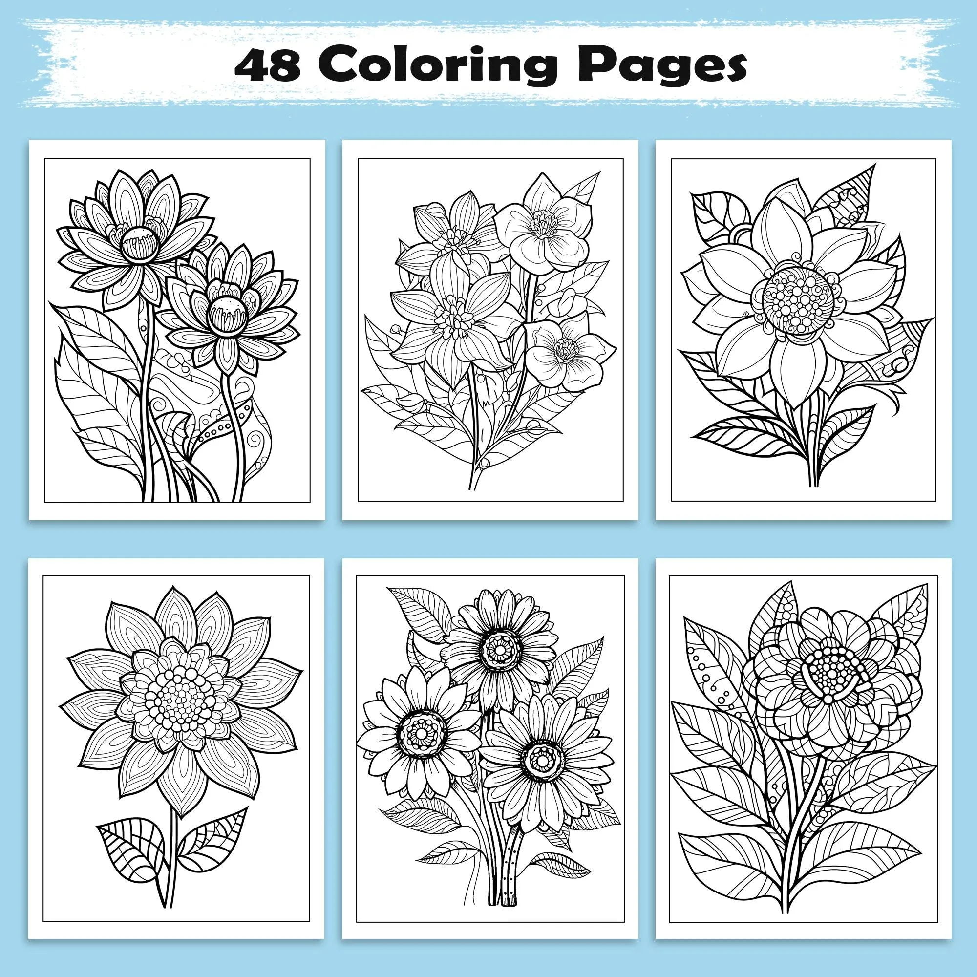 Zentangle Bloom Coloring Pages – 48 Pages – Detailed Floral Art – For Adults - image 3