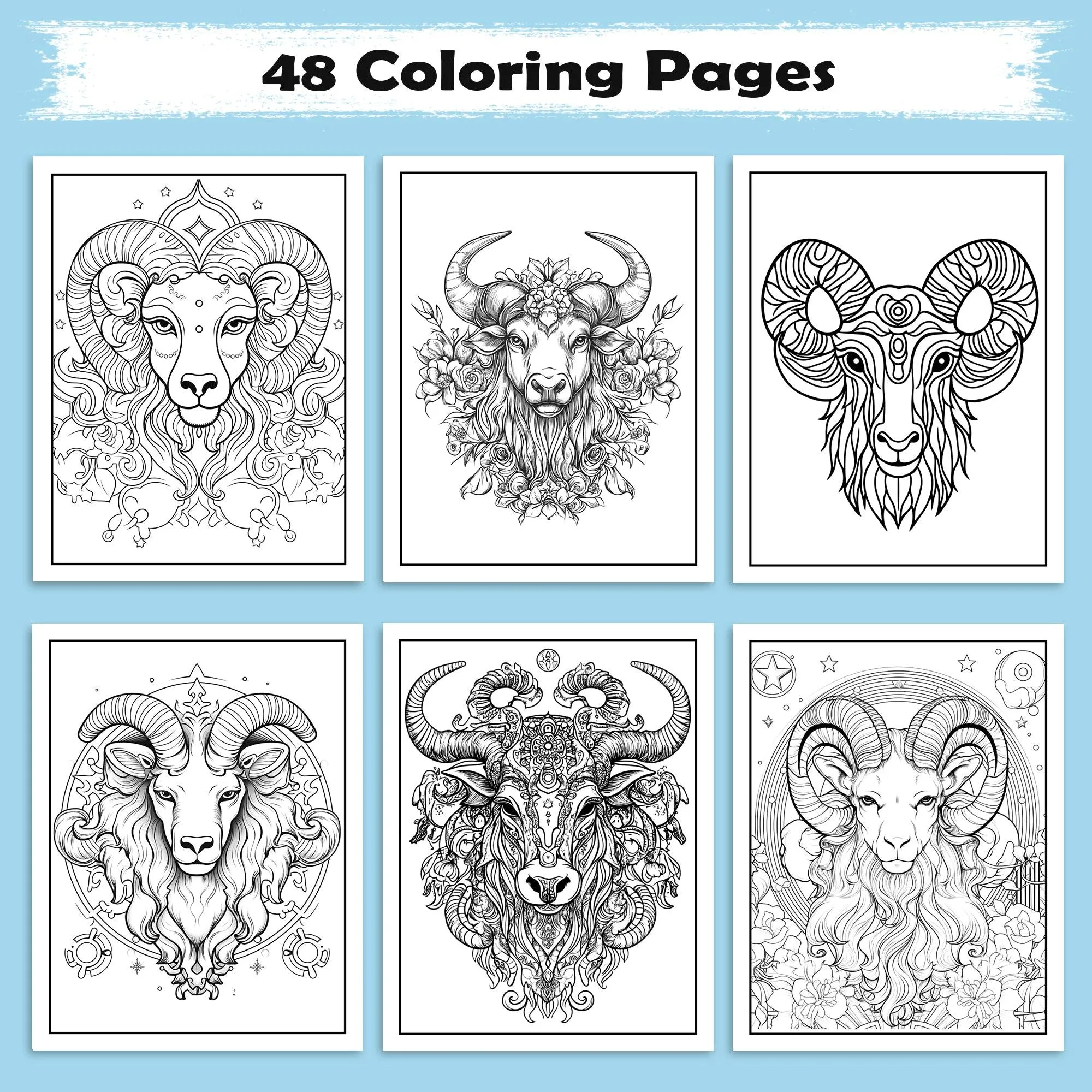 Zodiac Spirit Coloring Pages – 48 Mystical Astrology Animals for Adults - image 2