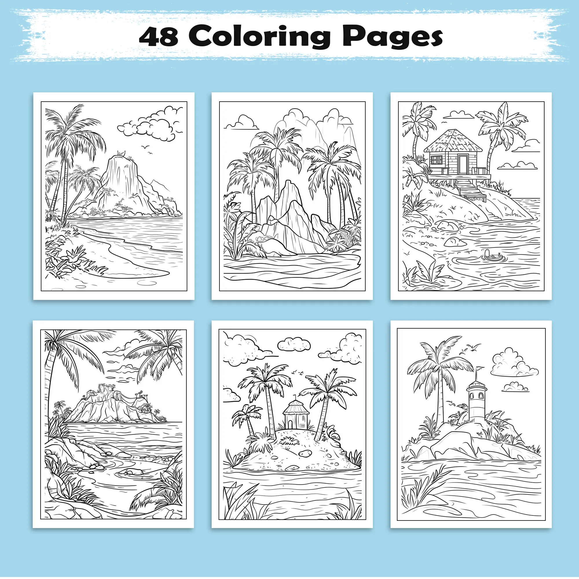 Hawaiian Secrets by the Sea – Hawaii Coloring Pages – 48 Pages – Serene Beaches, Ocean Views, Tropical Calm – For Adults - image 3
