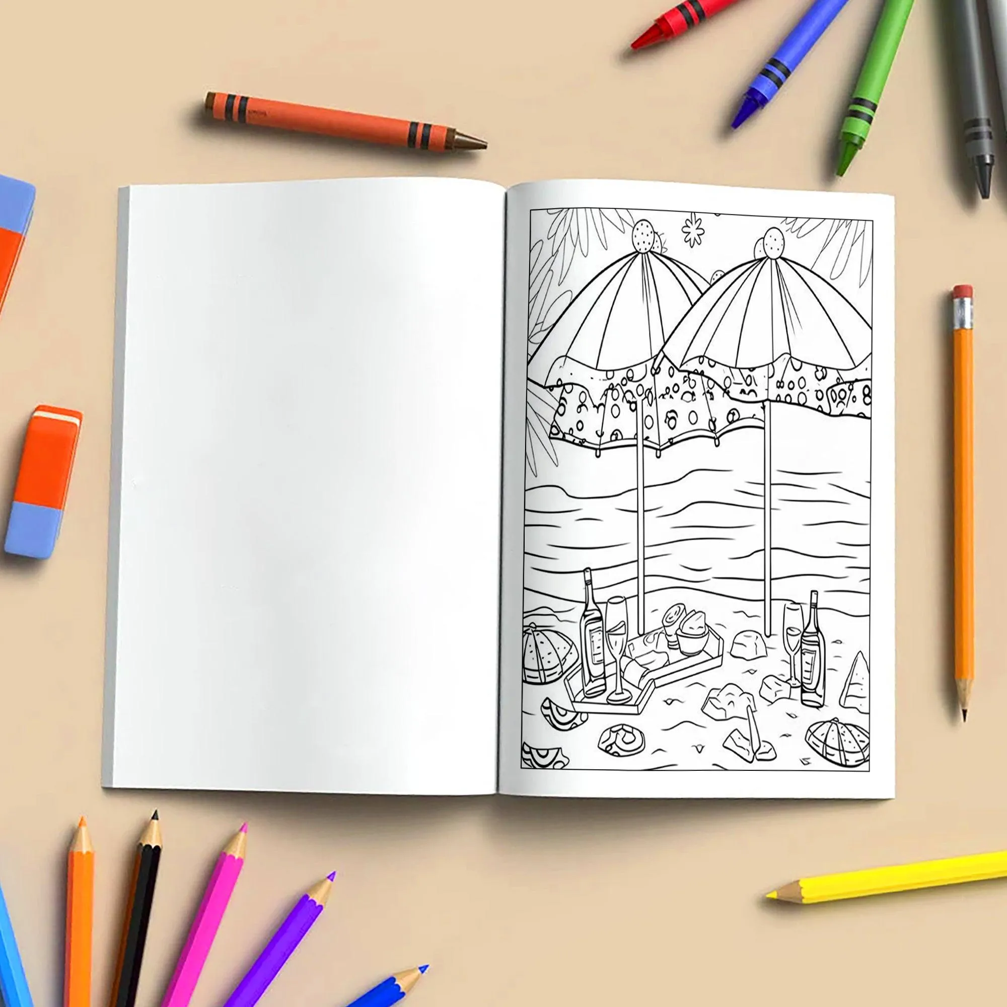 Tropical Picnic Escape Coloring Page – 48 Pages – Beach Picnic Theme – For Adults - image 4