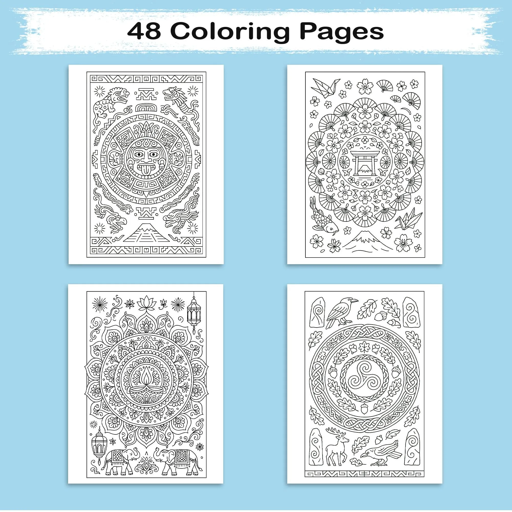 Cultural Mandala Journeys Coloring Pages – 48 Festive and Symbolic Designs for Adults - image 2