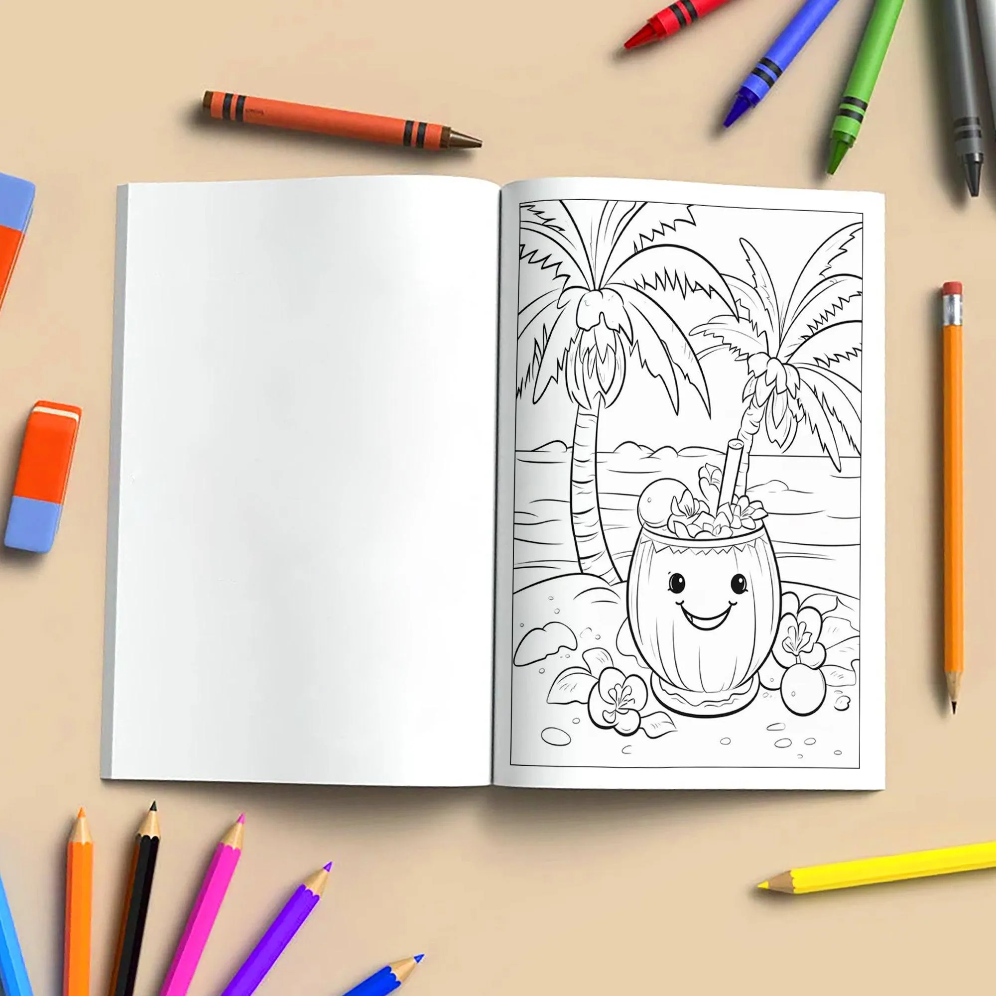 Tropical Whispers of Hawaii Coloring Pages – 48 Serene Island Scenes with Flamingos, Coconuts, and Cats – For Adults - image 4