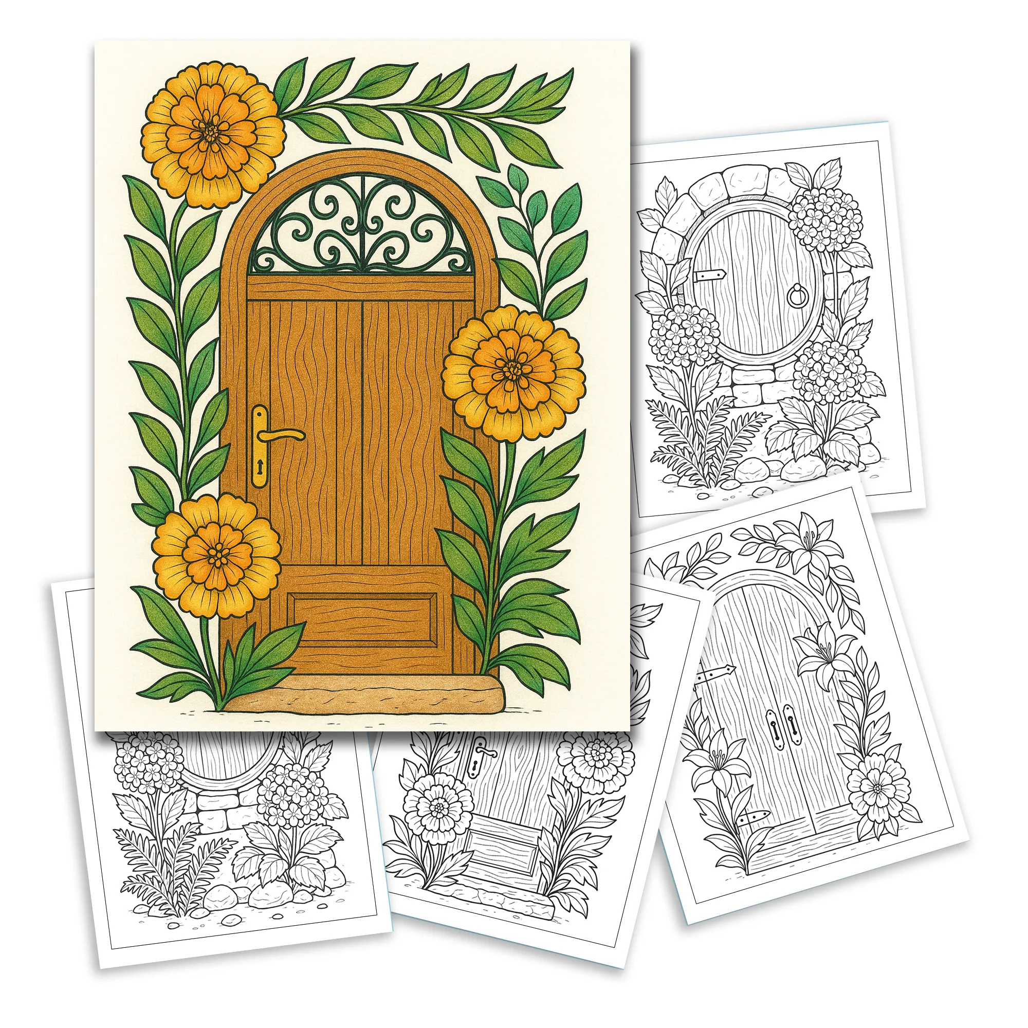 Secret Garden Doors Coloring Pages for Kids – 48 Magical Door Scenes - image 2