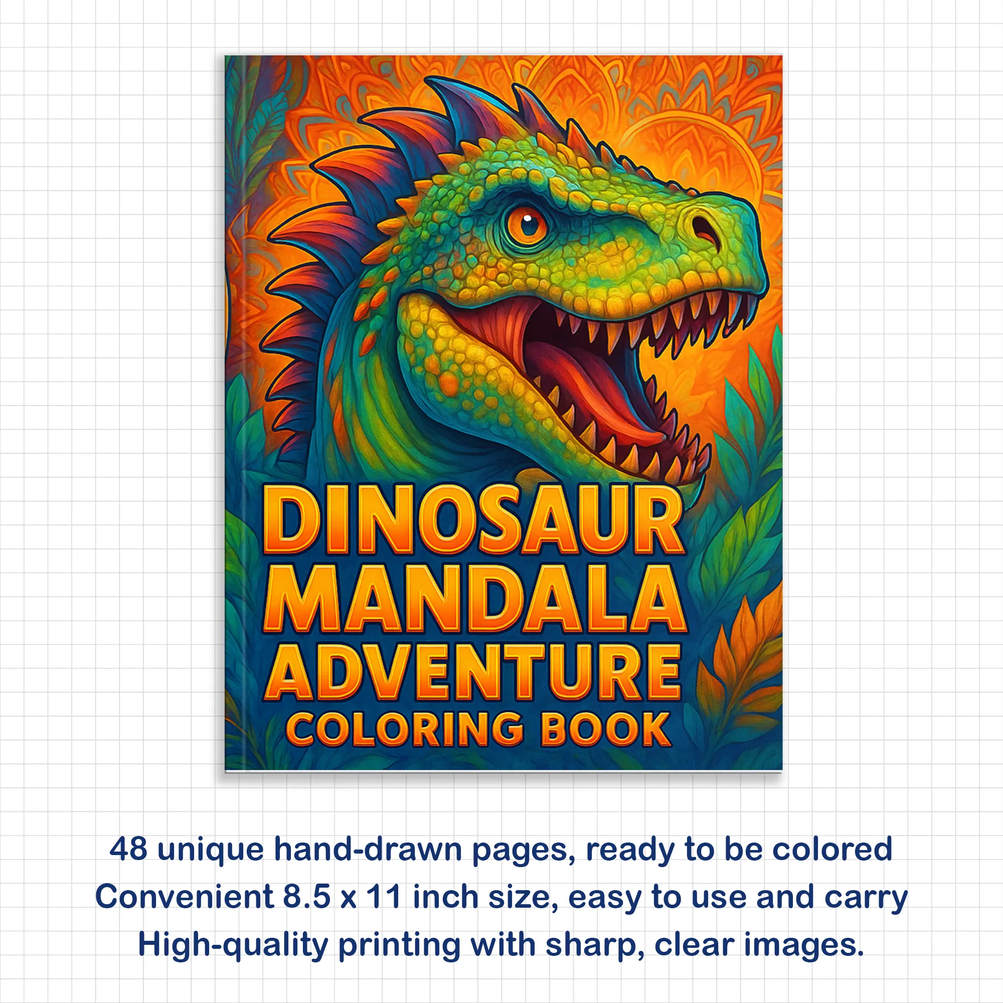 Dinosaur Mandala Adventure Coloring Pages – 48 Unique Dinosaur Designs for Kids & Adults - image 2