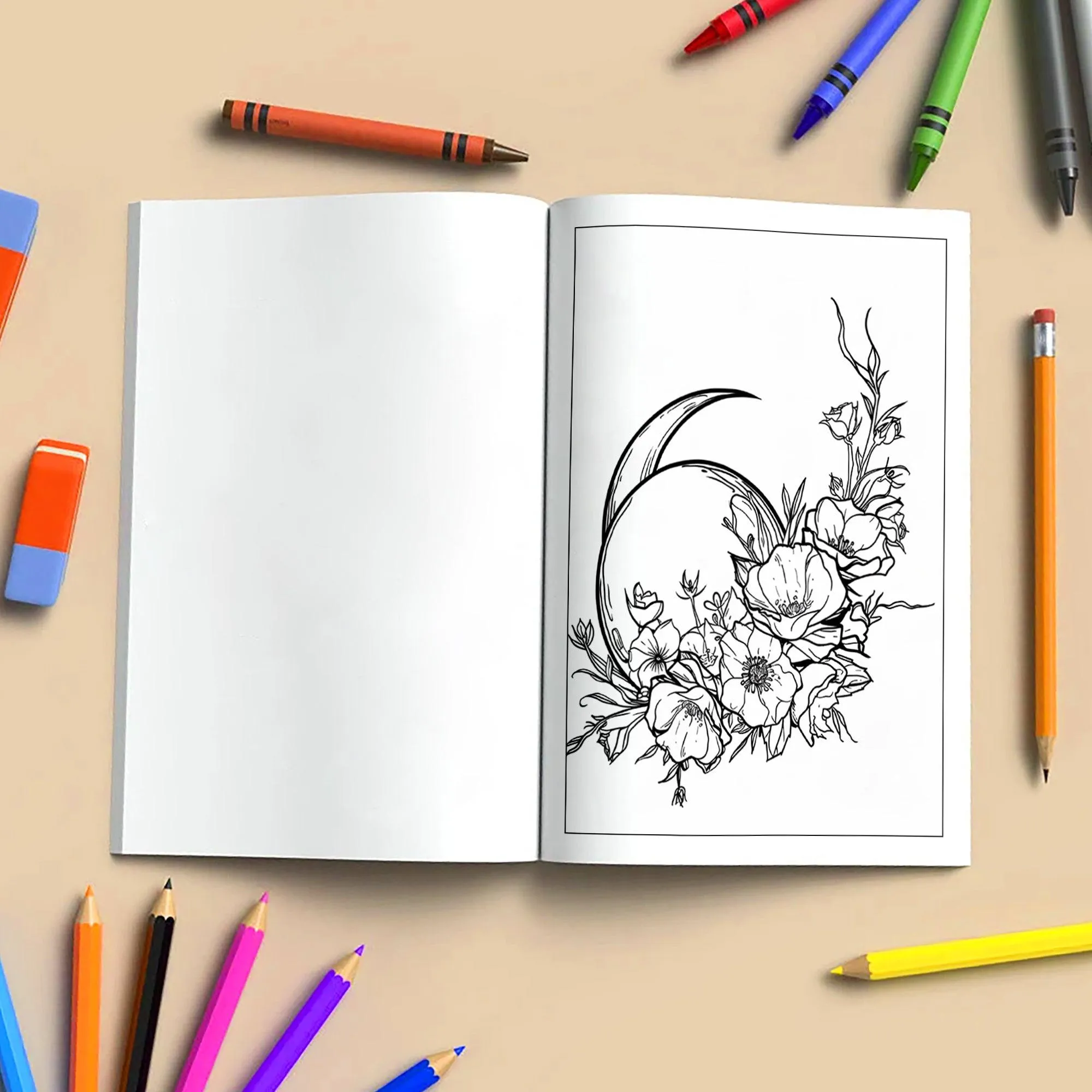 Midnight Blossoms Coloring Pages – 48 Pages – Enchanted Flowers, Starry Sky, Moonlit Scenes – For Adults - image 4