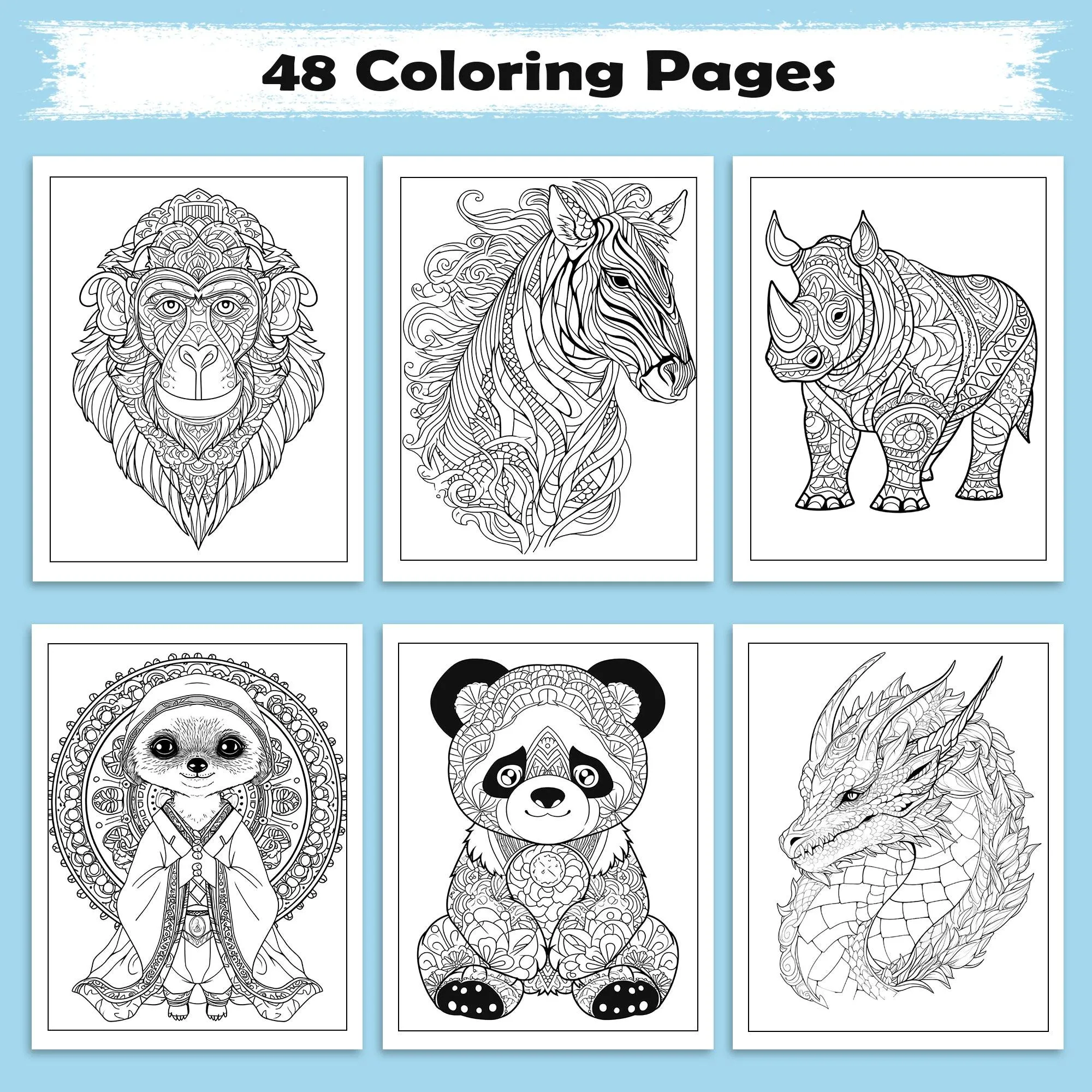Mandala Animal Kingdom Coloring Pages – 48 Intricate Wildlife Designs for Adults - image 2
