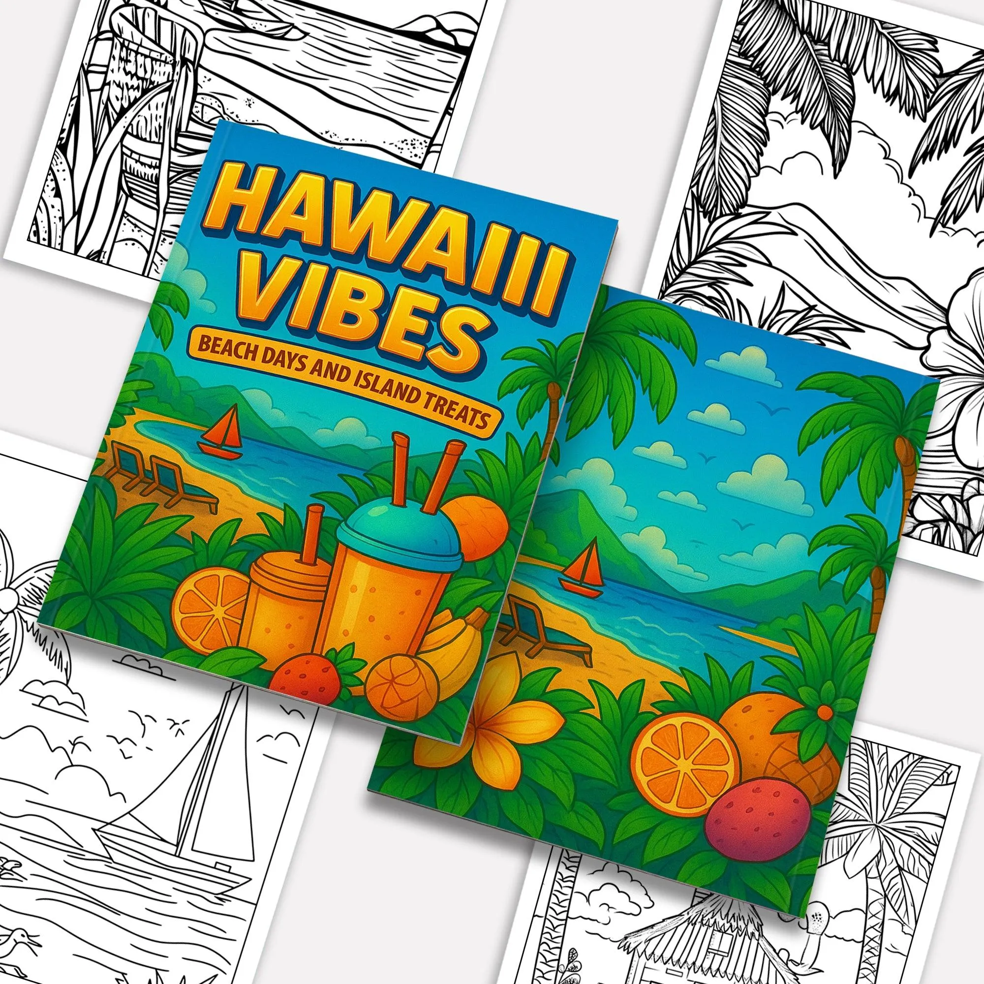 Hawaii Vibes Coloring Pages – 48 Fun and Scenic Beach Designs for Adults