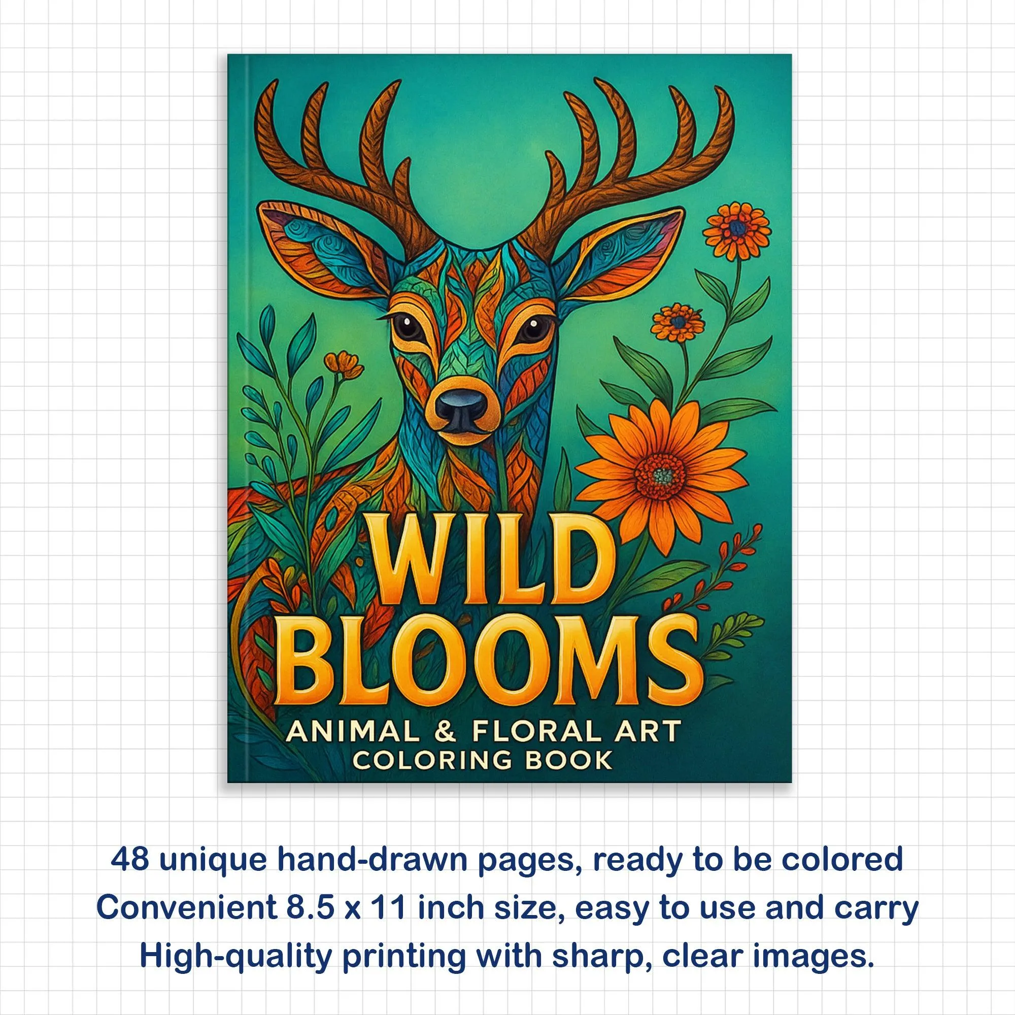 Wild Blooms Coloring Pages – 48 Pages – Intricate Flowers, Animals, Nature Patterns – For Adults - image 2
