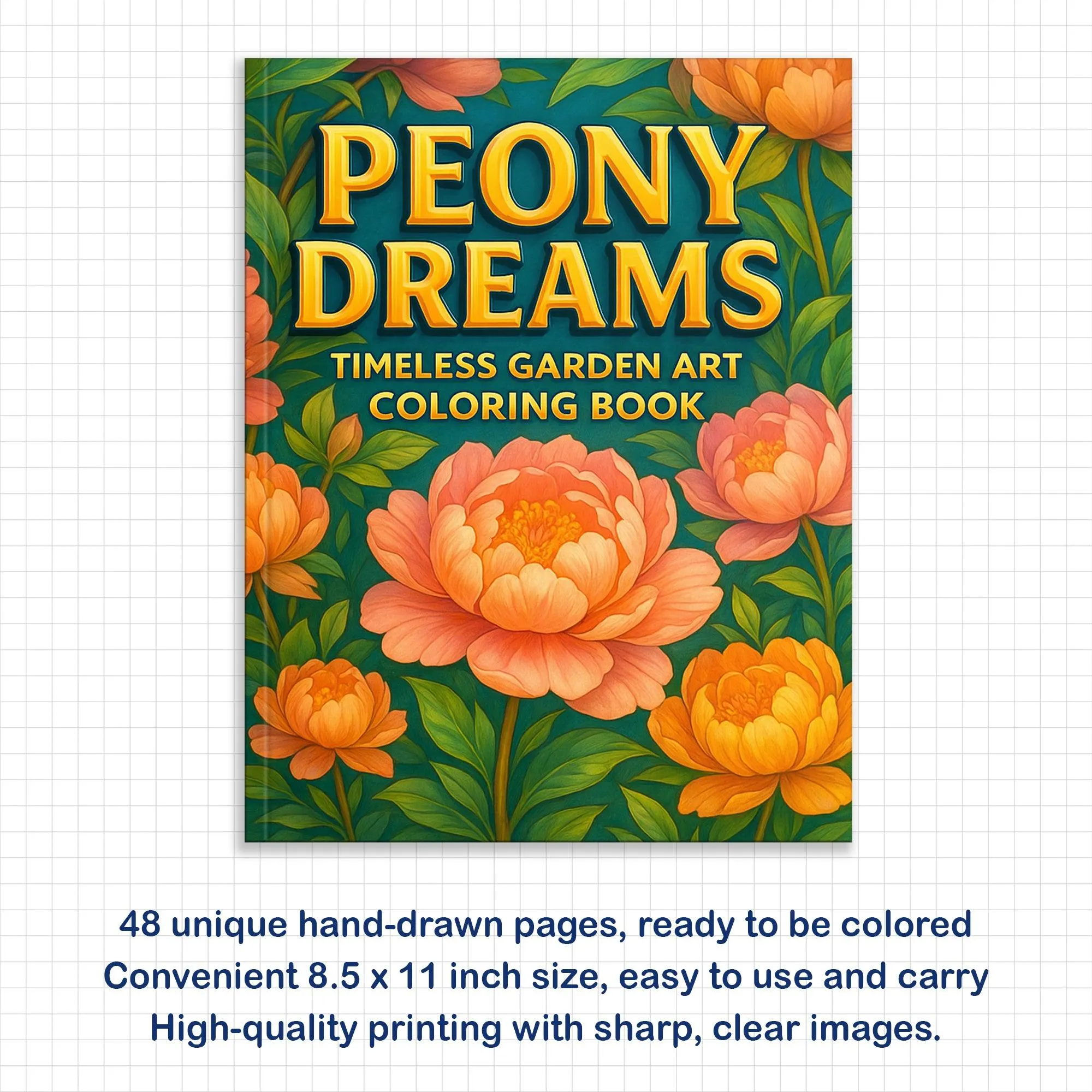 Peony Dreams Garden Coloring Pages – 48 Pages – Timeless Floral Art, Blooming Peonies, Graceful Designs – For Adults - image 2