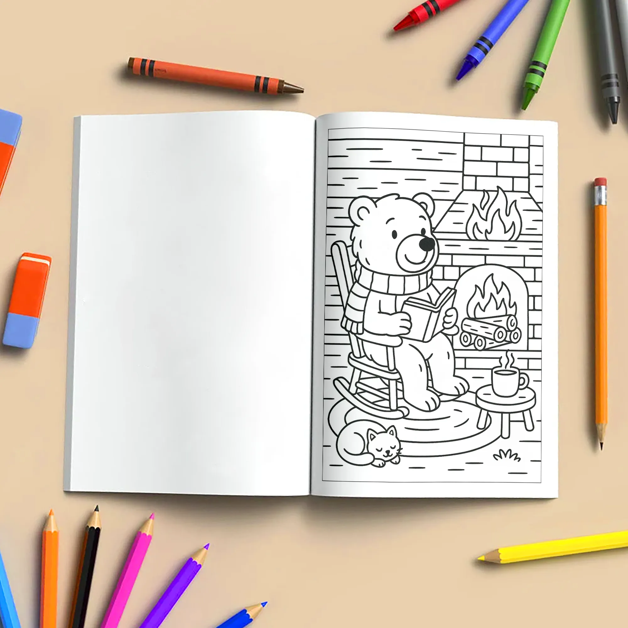 Cozy Cabin Bear – Animal Coloring Pages – 48 Pages – Warm, Rustic, Woodland Vibes – For Kids - image 5
